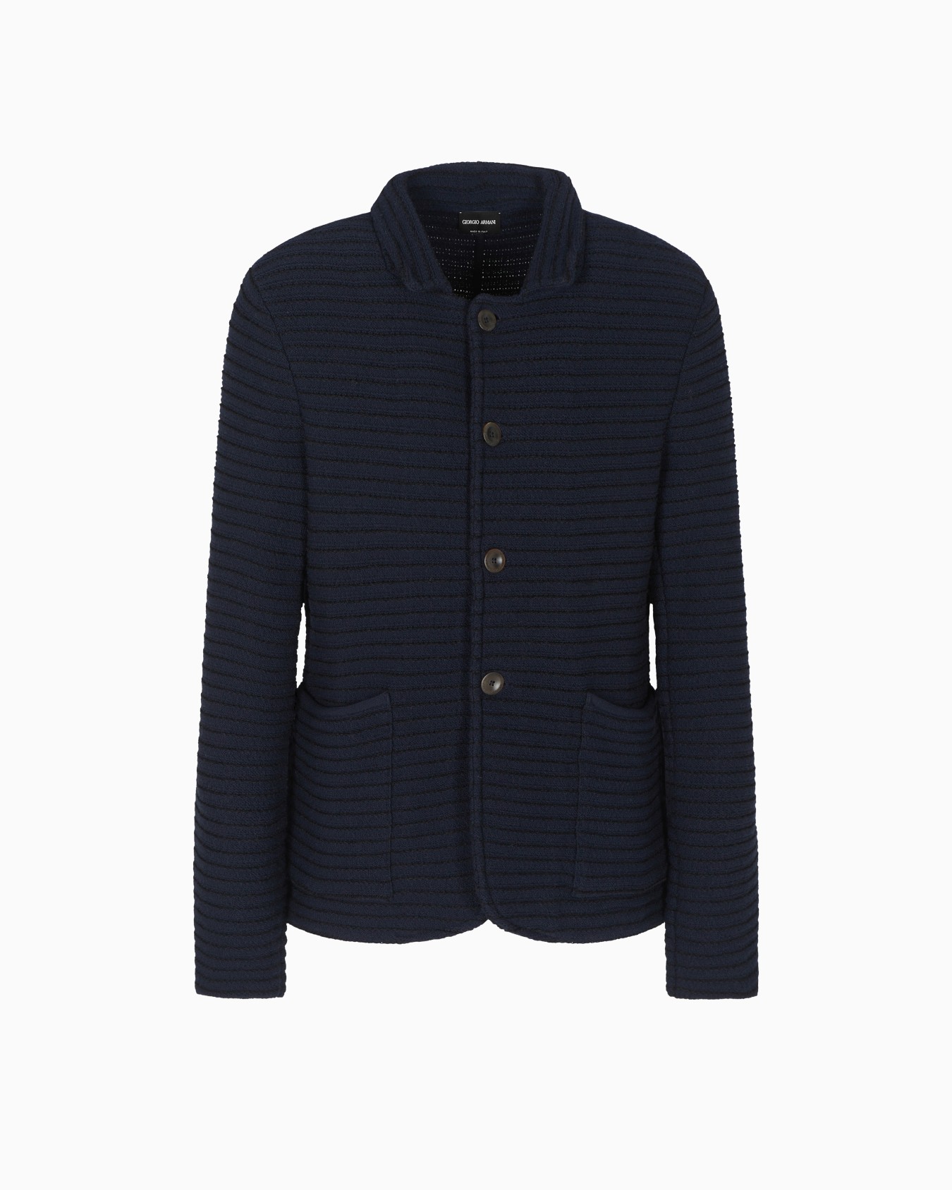 Single-breasted jacket in knit virgin wool and viscose Slide 0