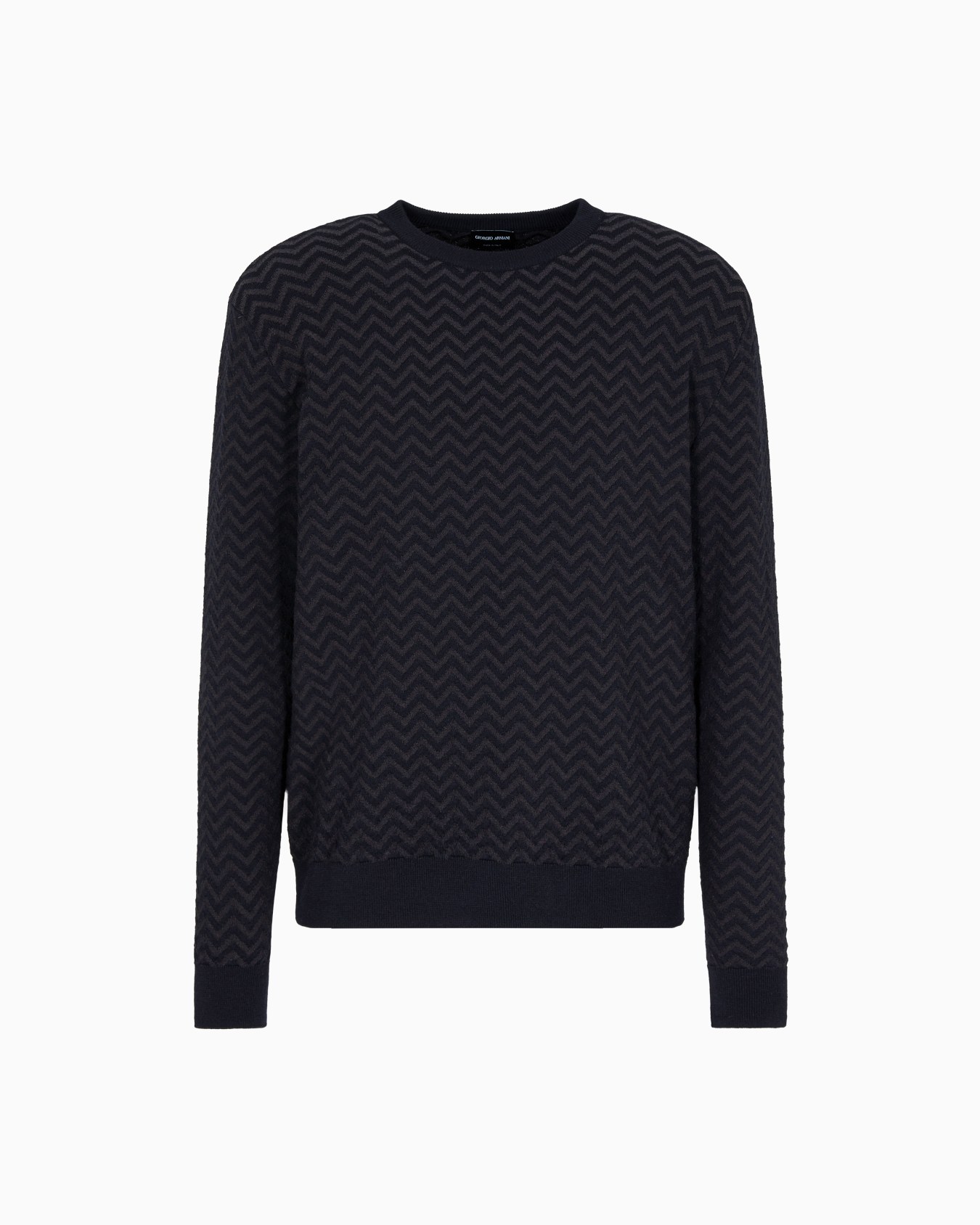Plated chevron virgin wool, crew-neck jumper Slide 0