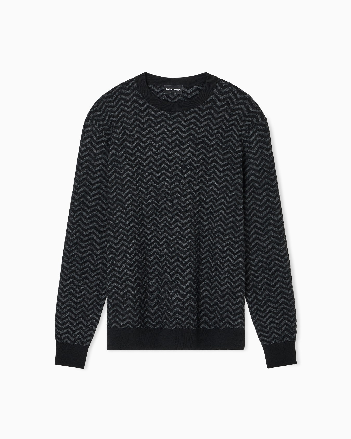 Plated chevron virgin wool, crew-neck jumper Slide 0