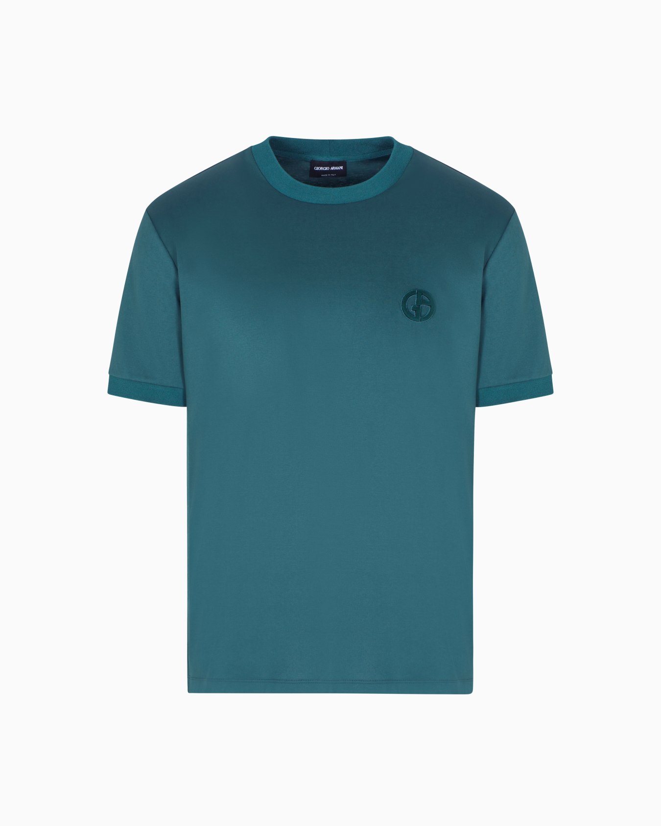 Cotton-interlock T-shirt with GA logo embroidery Slide 0