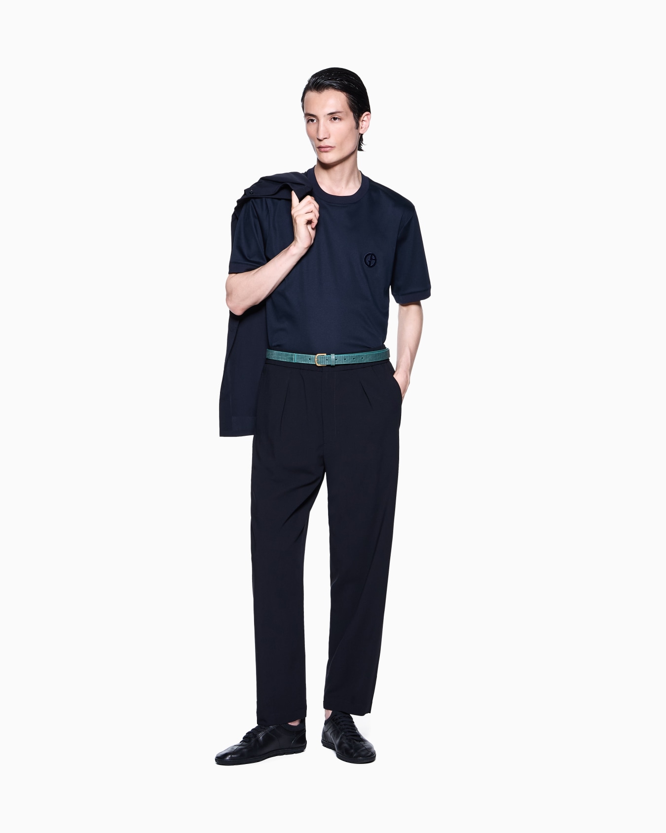 Cotton-interlock T-shirt with GA logo embroidery Slide 1