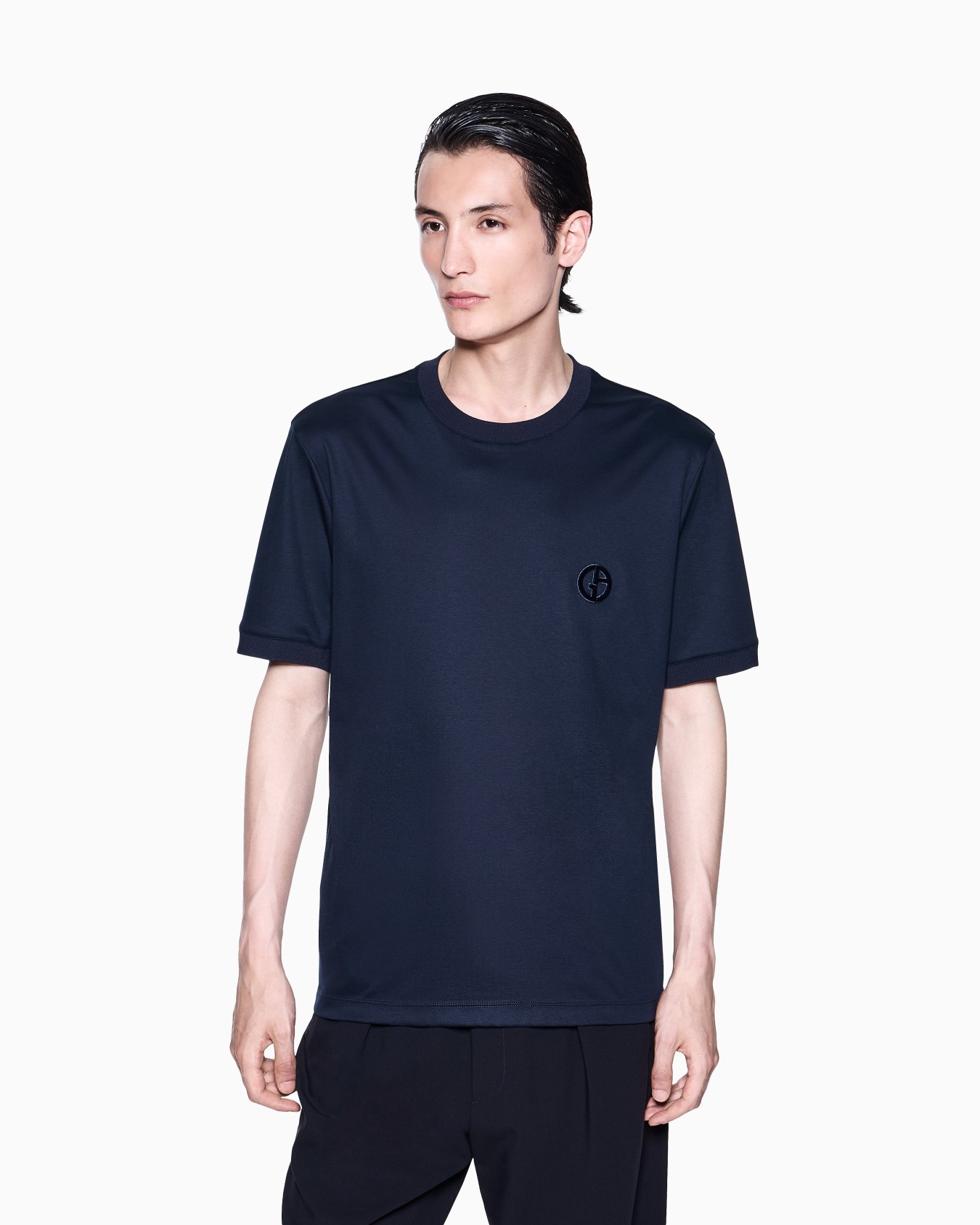 Cotton-interlock T-shirt with GA logo embroidery Slide 3