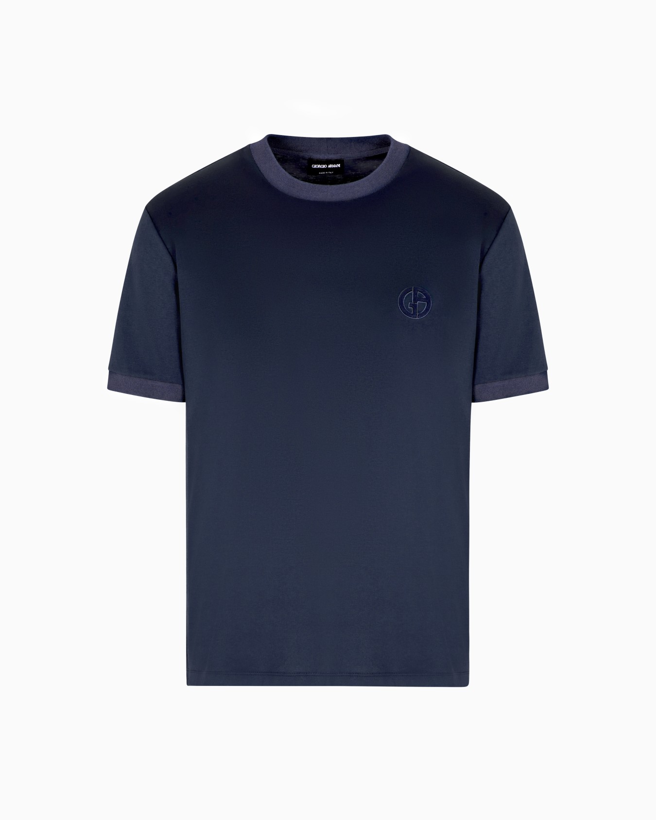 Cotton-interlock T-shirt with GA logo embroidery Slide 0