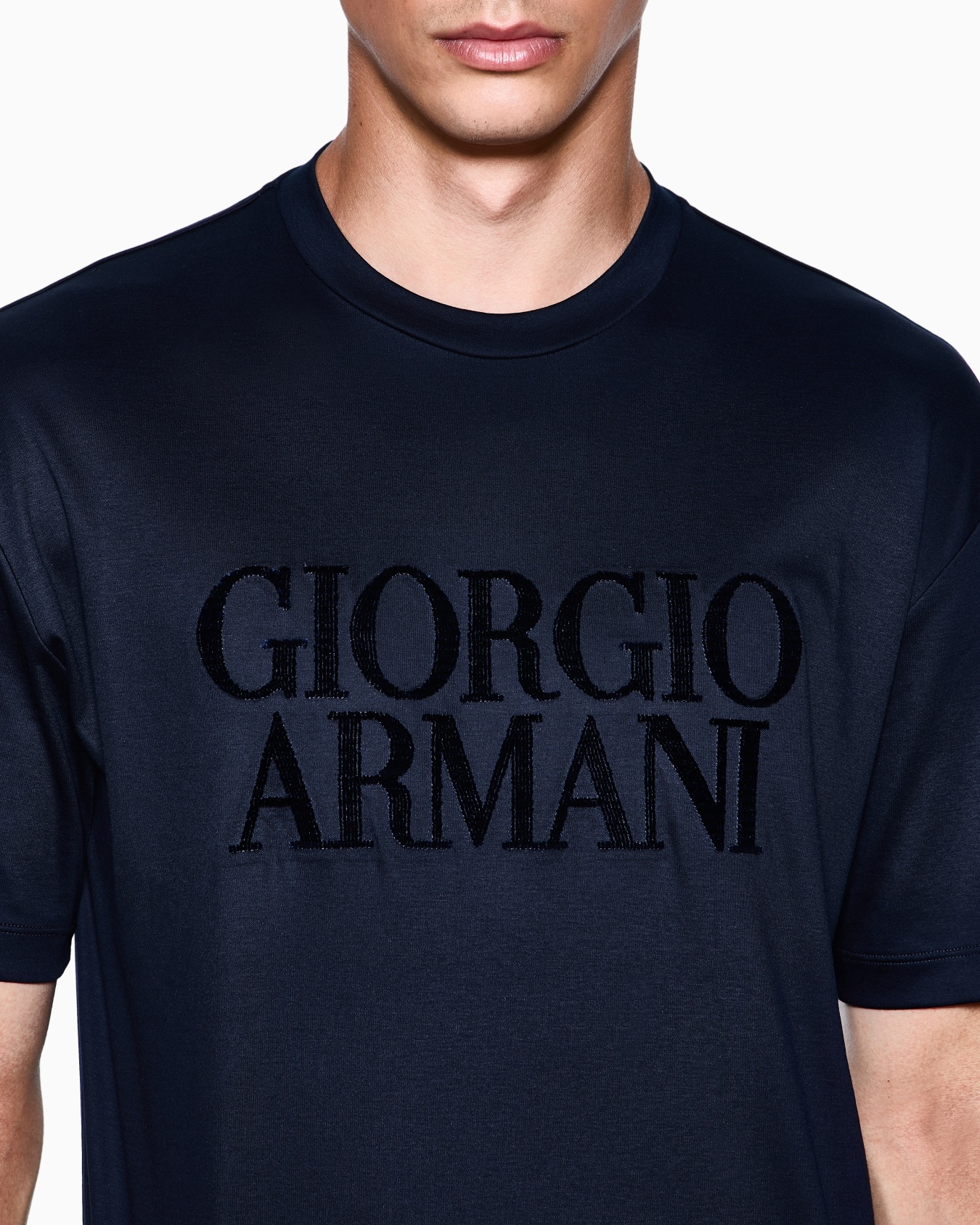 Camiseta de interlock de algodón con logotipo bordado Diapositiva 4
