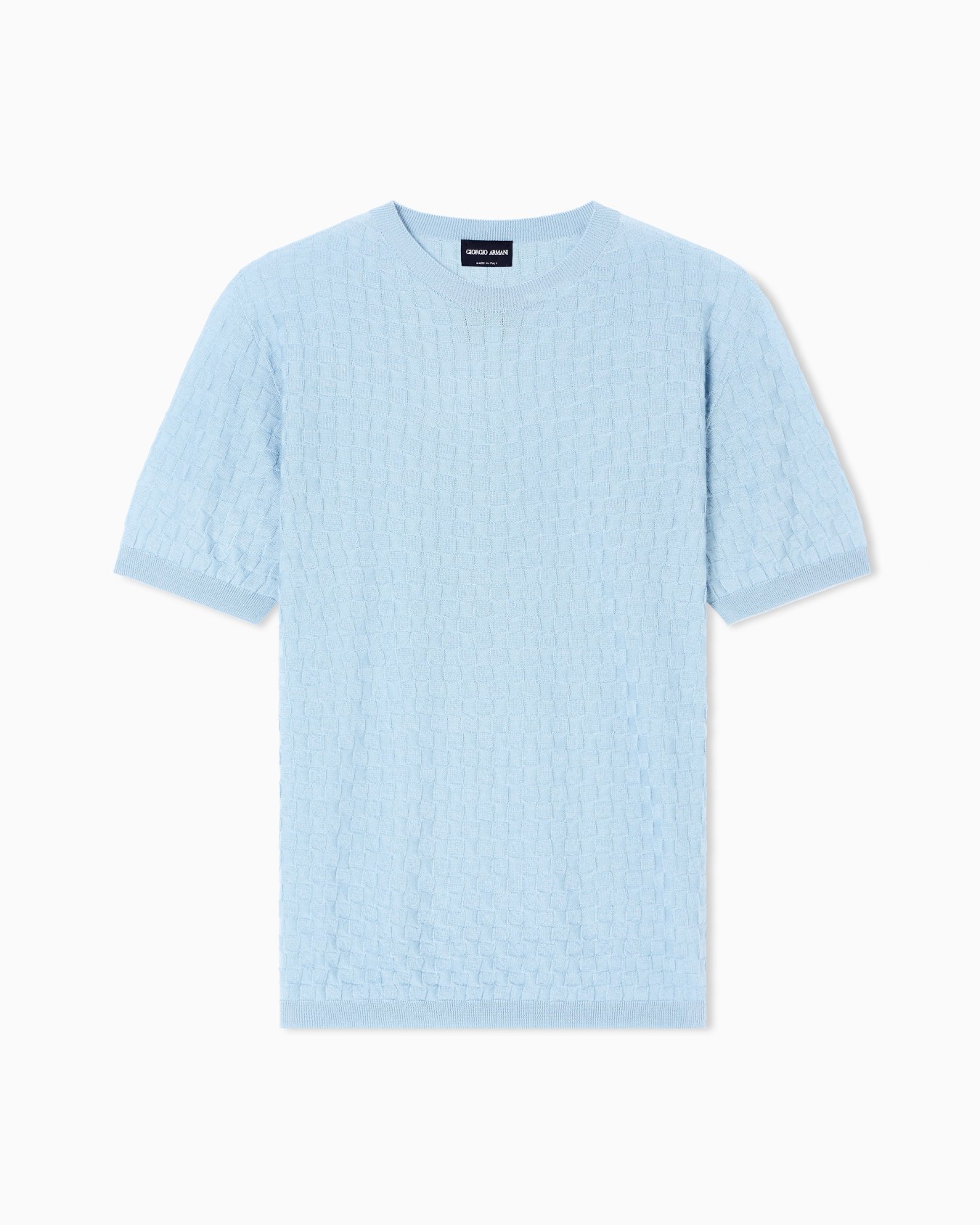 Short-sleeved crew-neck jumper in cashmere and silk Slide 0