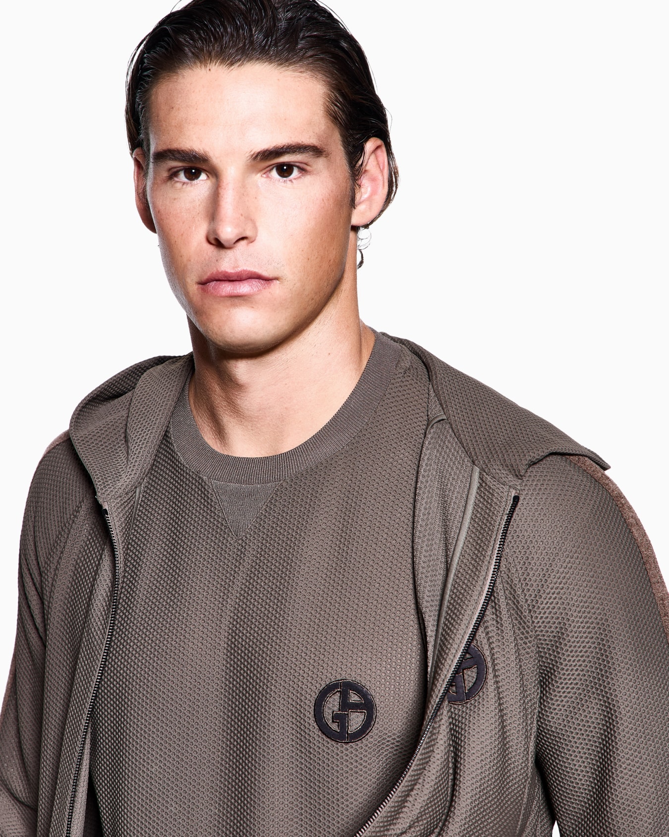 Crew-neck T-shirt in technical waffle fabric Slide 4