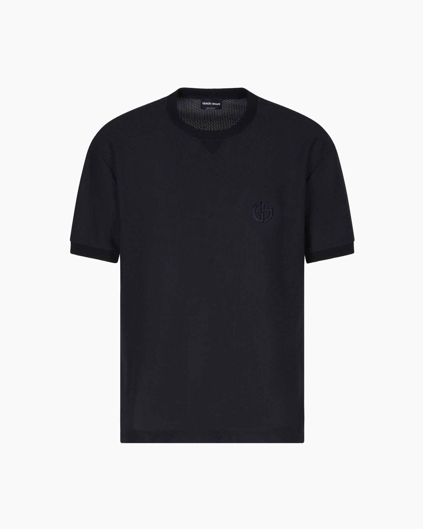 T-shirt girocollo in gaufré tecnico Slide 0