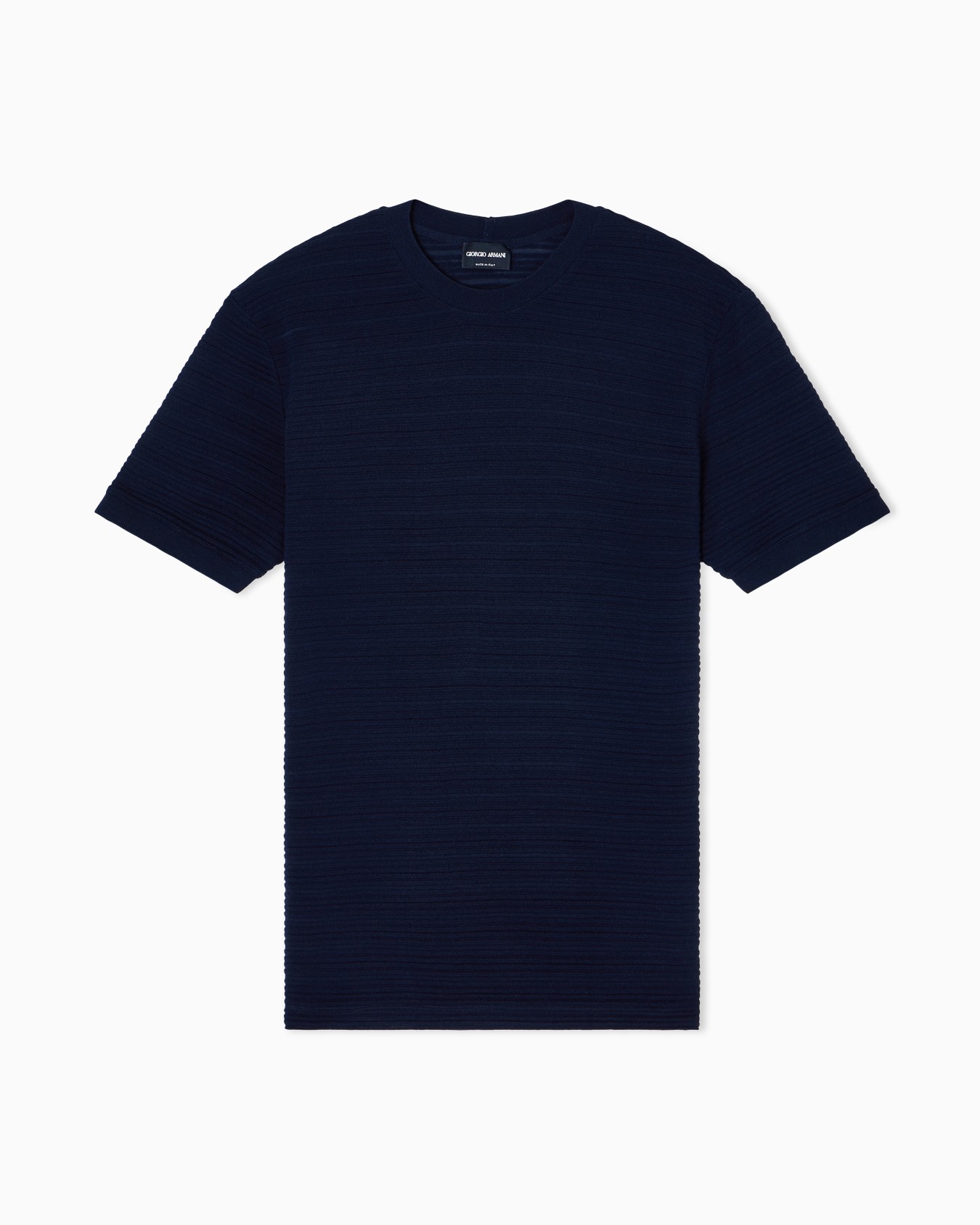 Wool jersey crew-neck T-shirt with a striped motif Slide 0