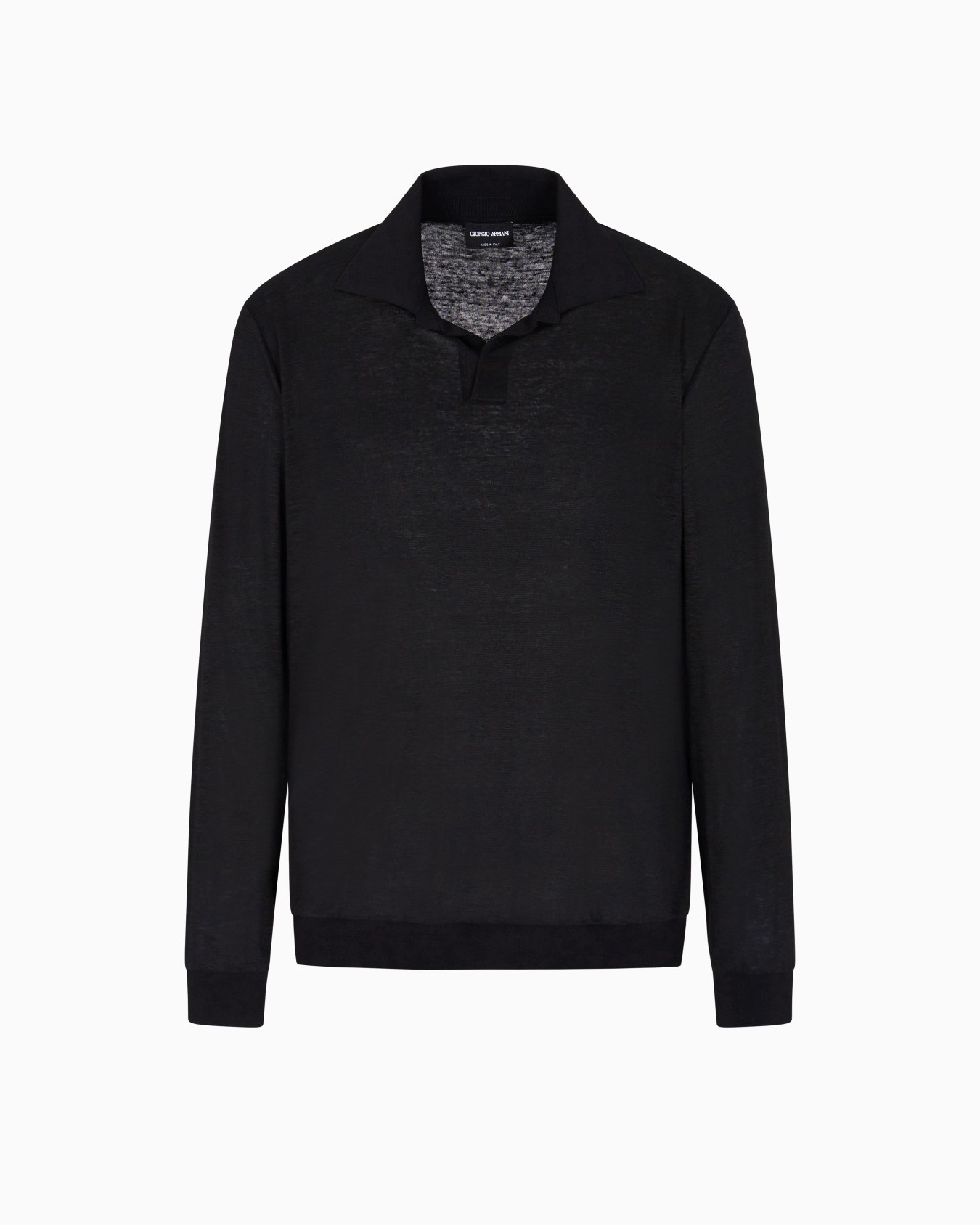 Long-sleeved polo shirt in linen jersey Slide 0