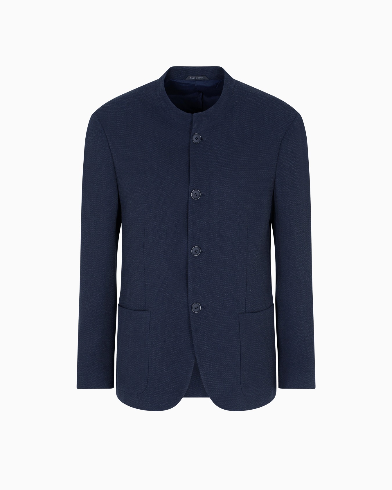 Cupro and viscose single-breasted jacket with a micro chevron motif Slide 0
