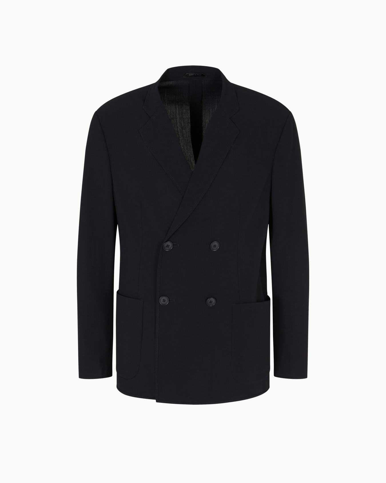 Double-breasted jacket in crêpe virgin wool Slide 0