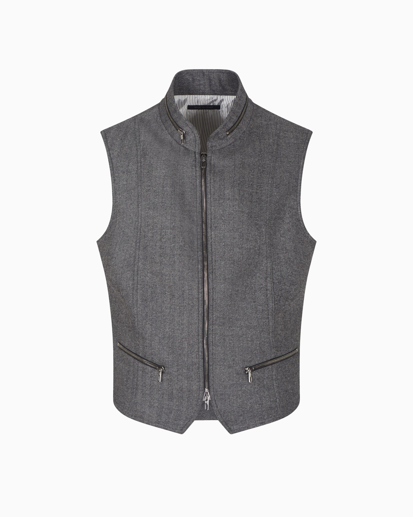 Gilet con zip in lana vergine e cashmere chevron Slide 0
