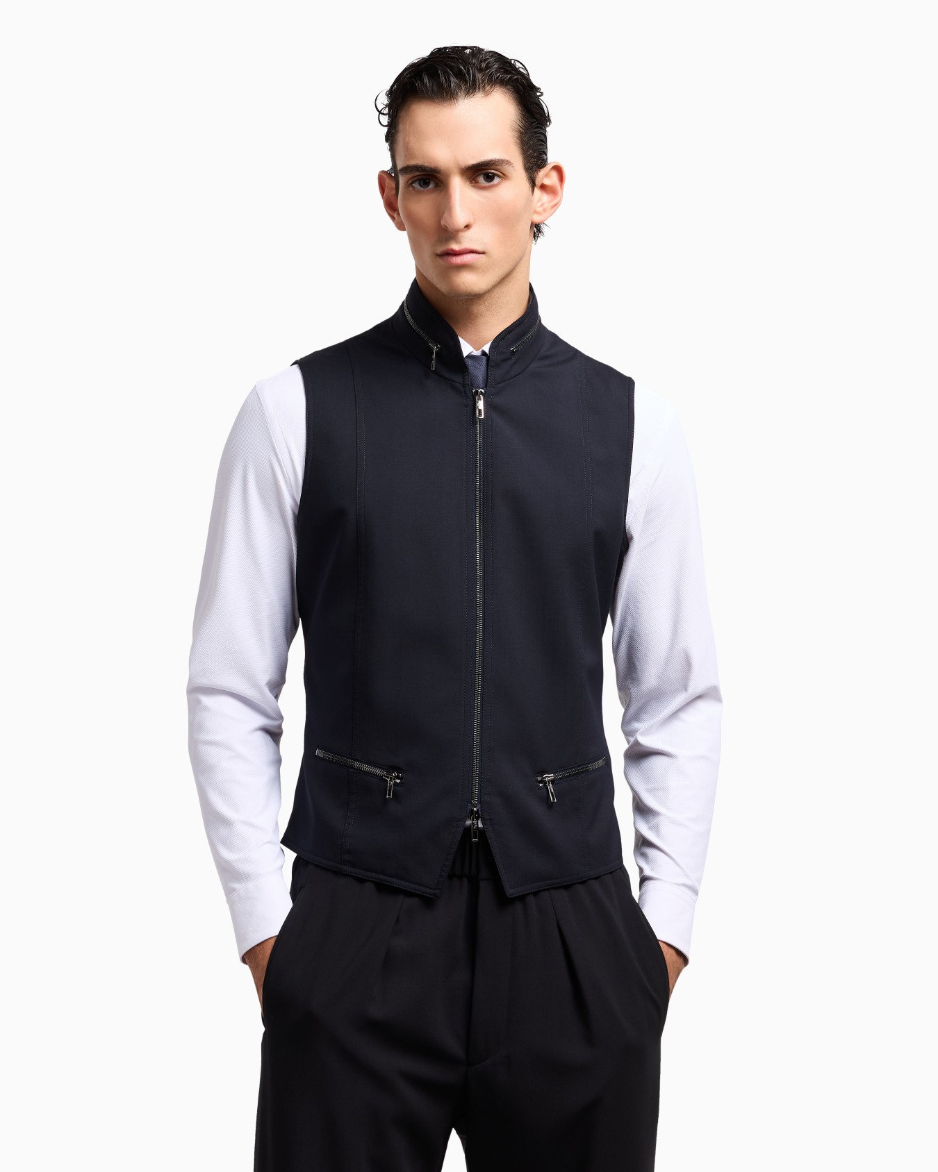Gilet zippé en toile de pure laine vierge Diapositive 4