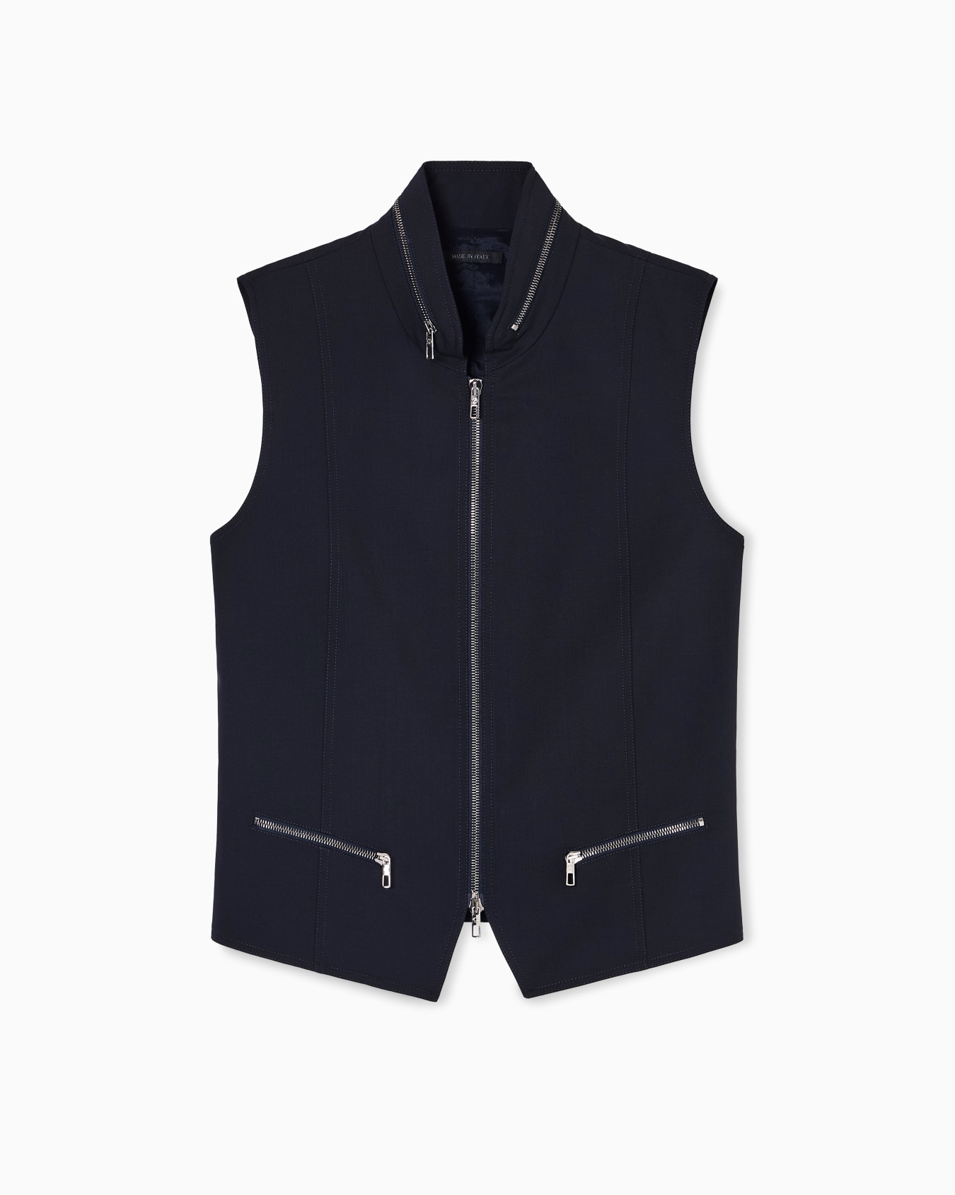 Gilet zippé en toile de pure laine vierge Diapositive 0