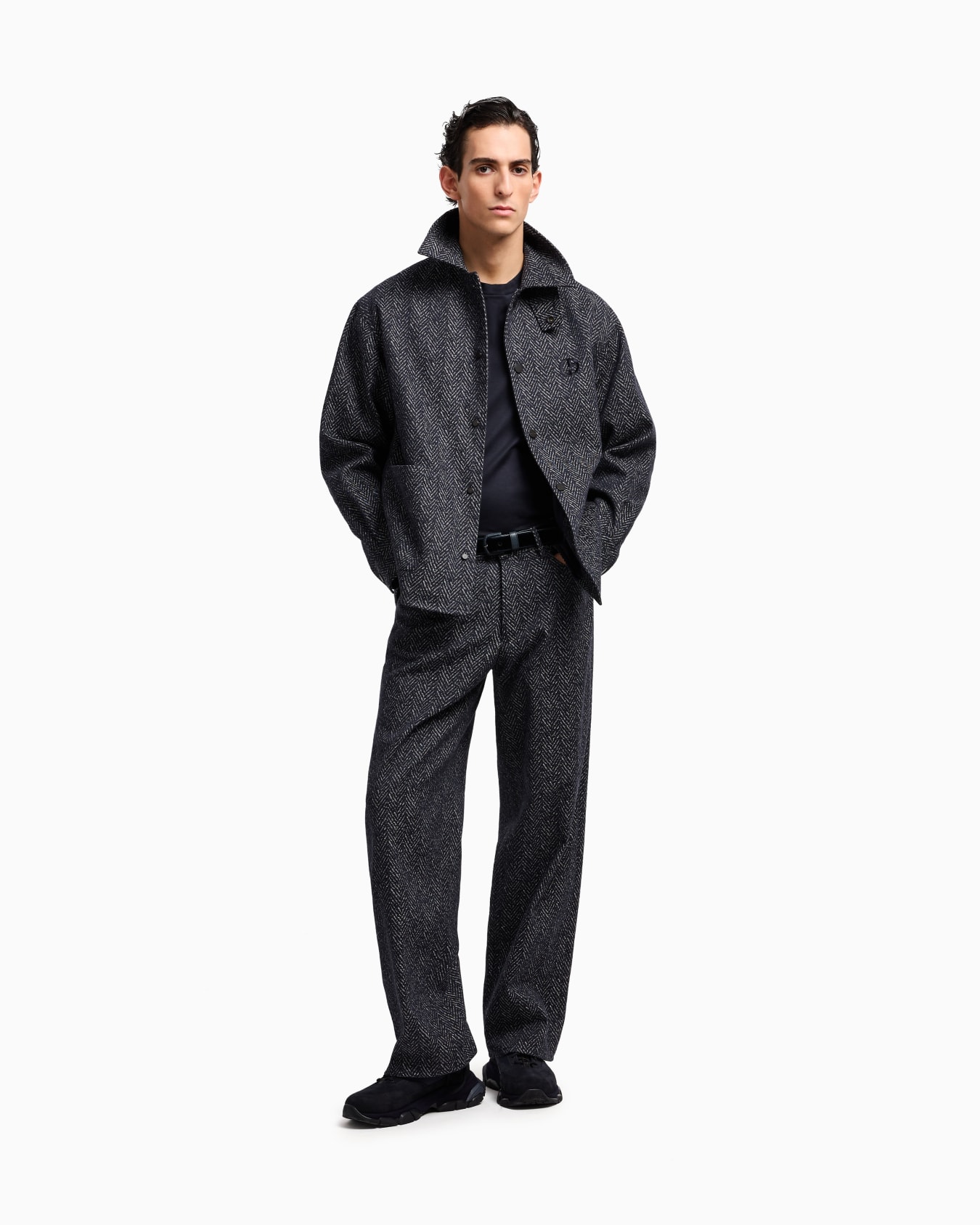 Denim Collection five-pocket trousers in chevron jacquard Slide 2
