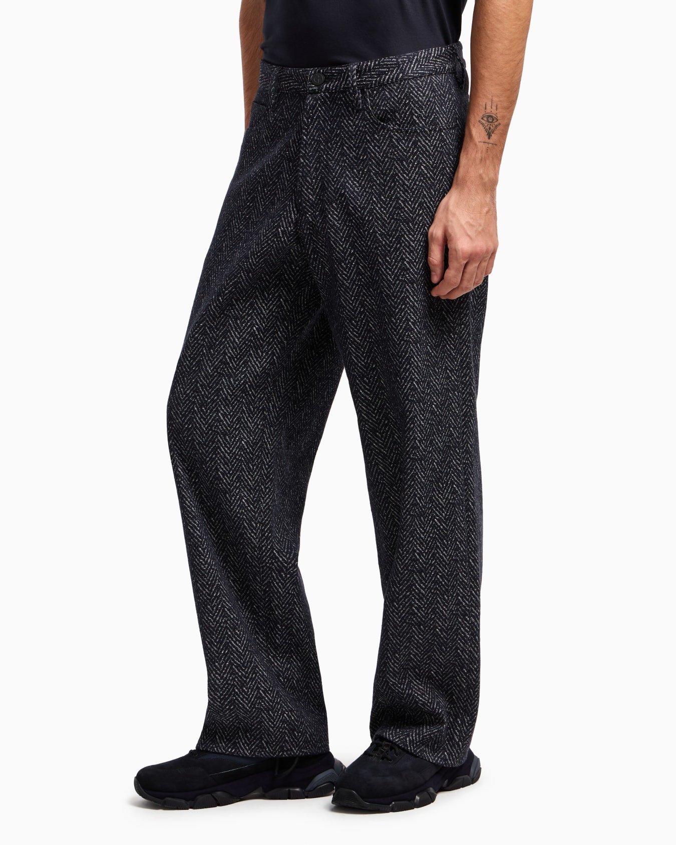 Denim Collection five-pocket trousers in chevron jacquard Slide 4