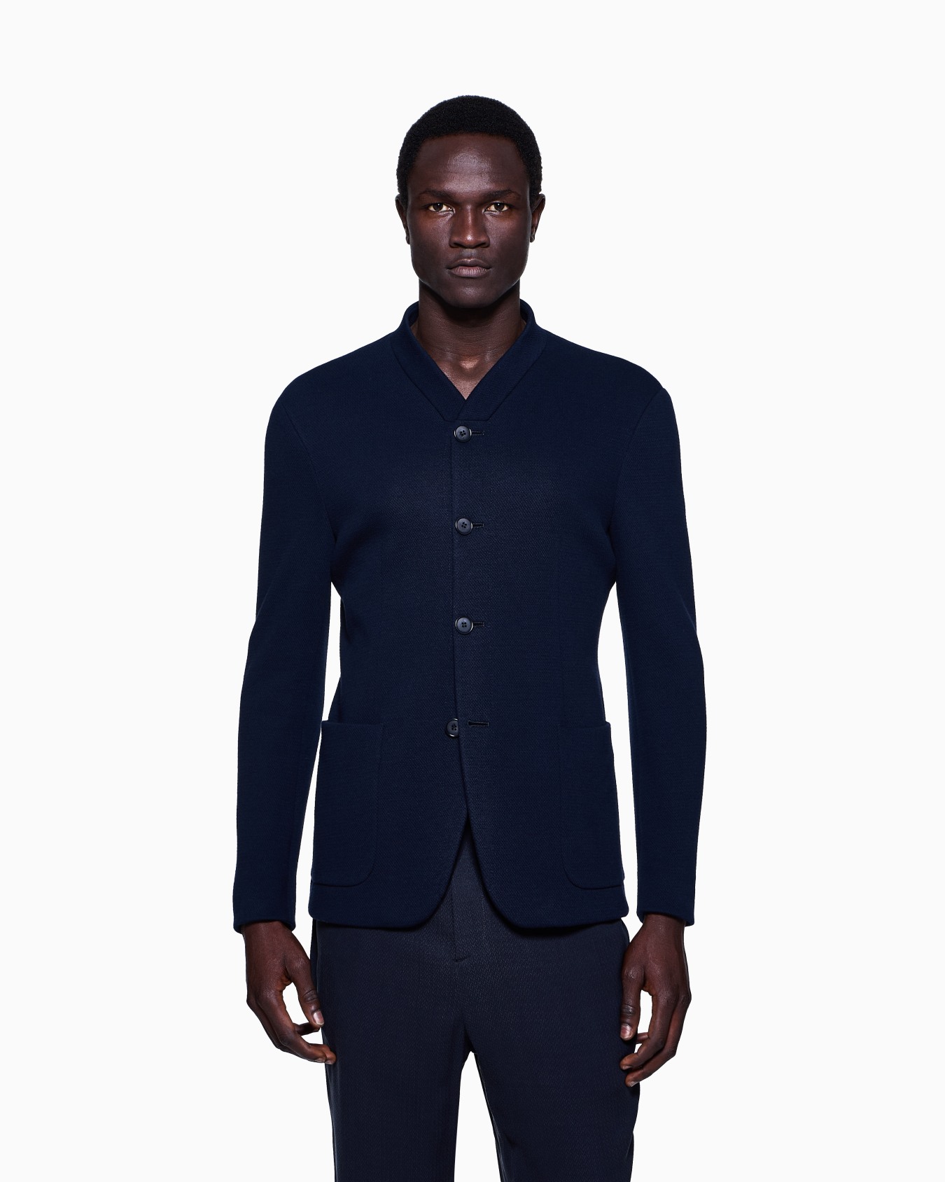 Single-breasted jacket in stretch cotton and wool jersey Slide 3