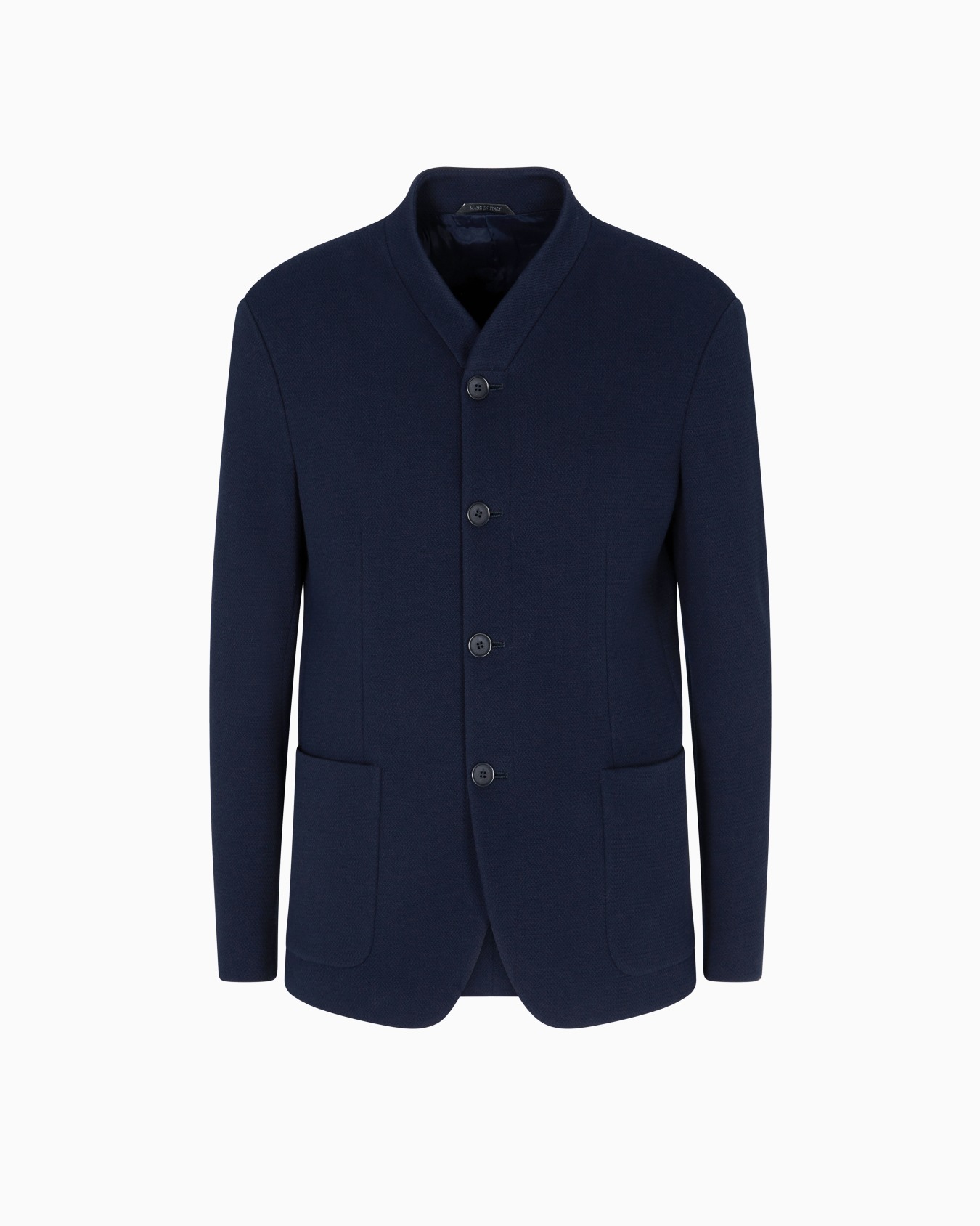 Single-breasted jacket in stretch cotton and wool jersey Slide 0