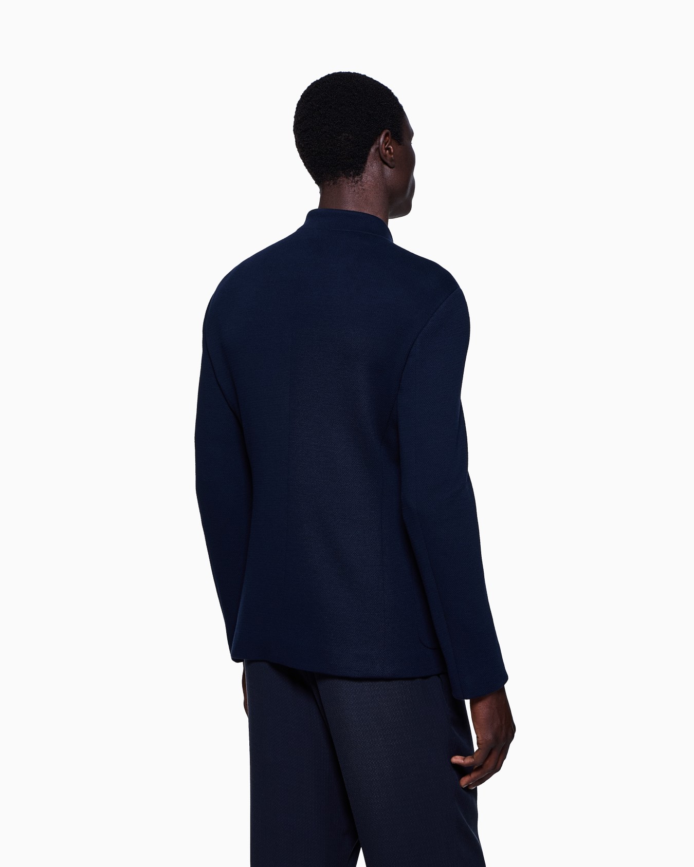 Single-breasted jacket in stretch cotton and wool jersey Slide 2