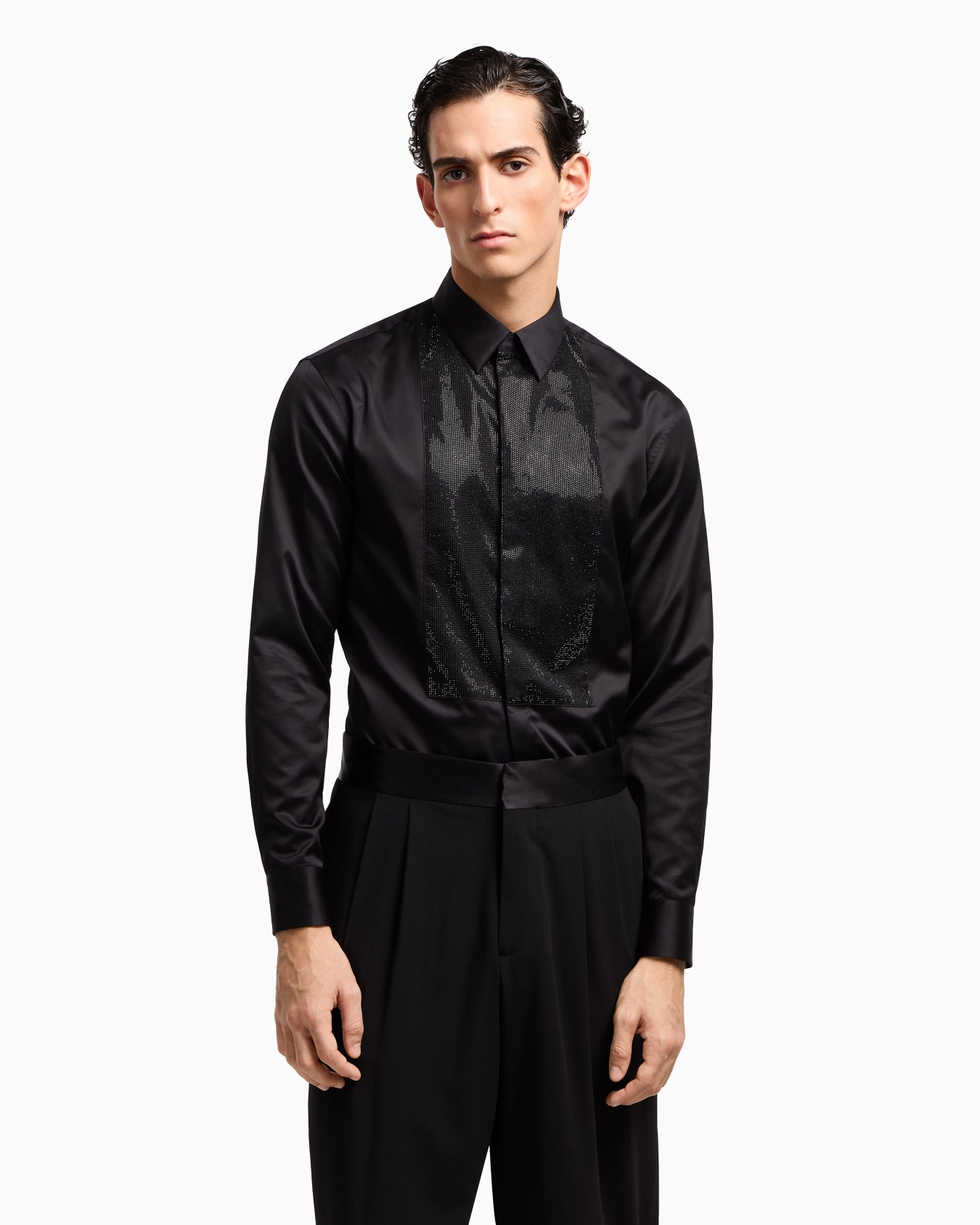 Giorgio's Satin-Hemd mit Strass-Detail Folie 3