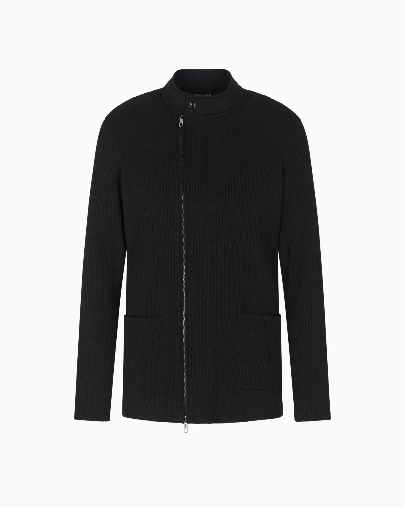 Ribbed cashmere and silk knit zip-up jacket Slide 0
