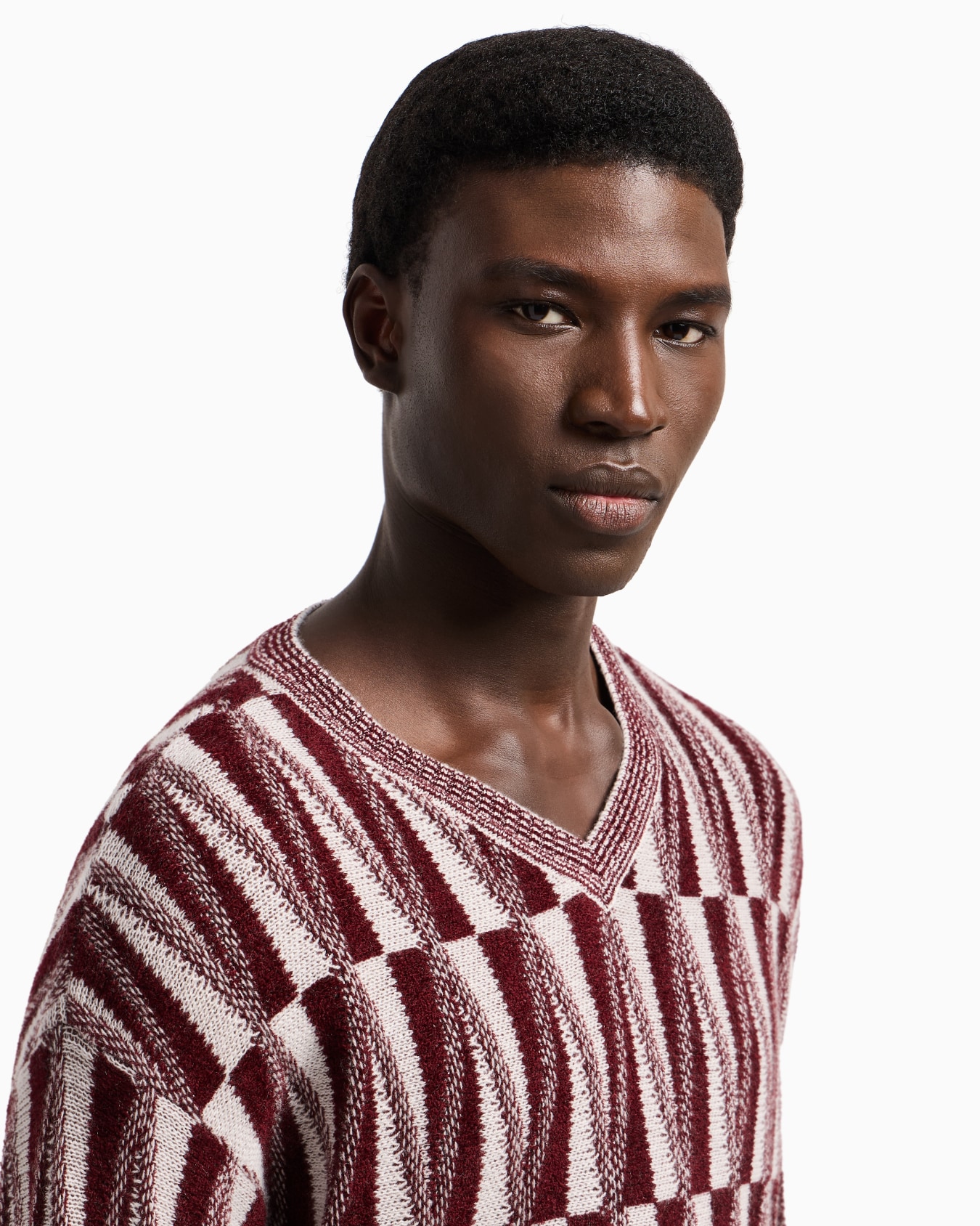 Geometric V-Neck Cashmere-Blend Sweater Slide 5