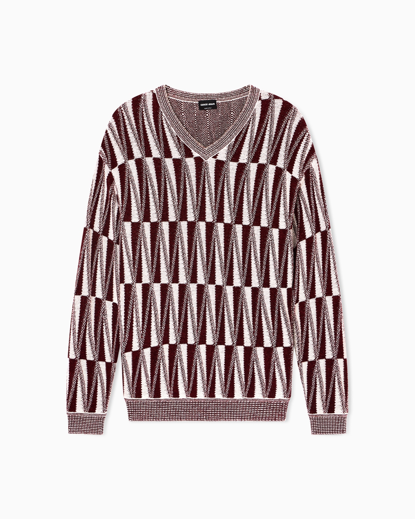 Geometric V-Neck Cashmere-Blend Sweater Slide 0