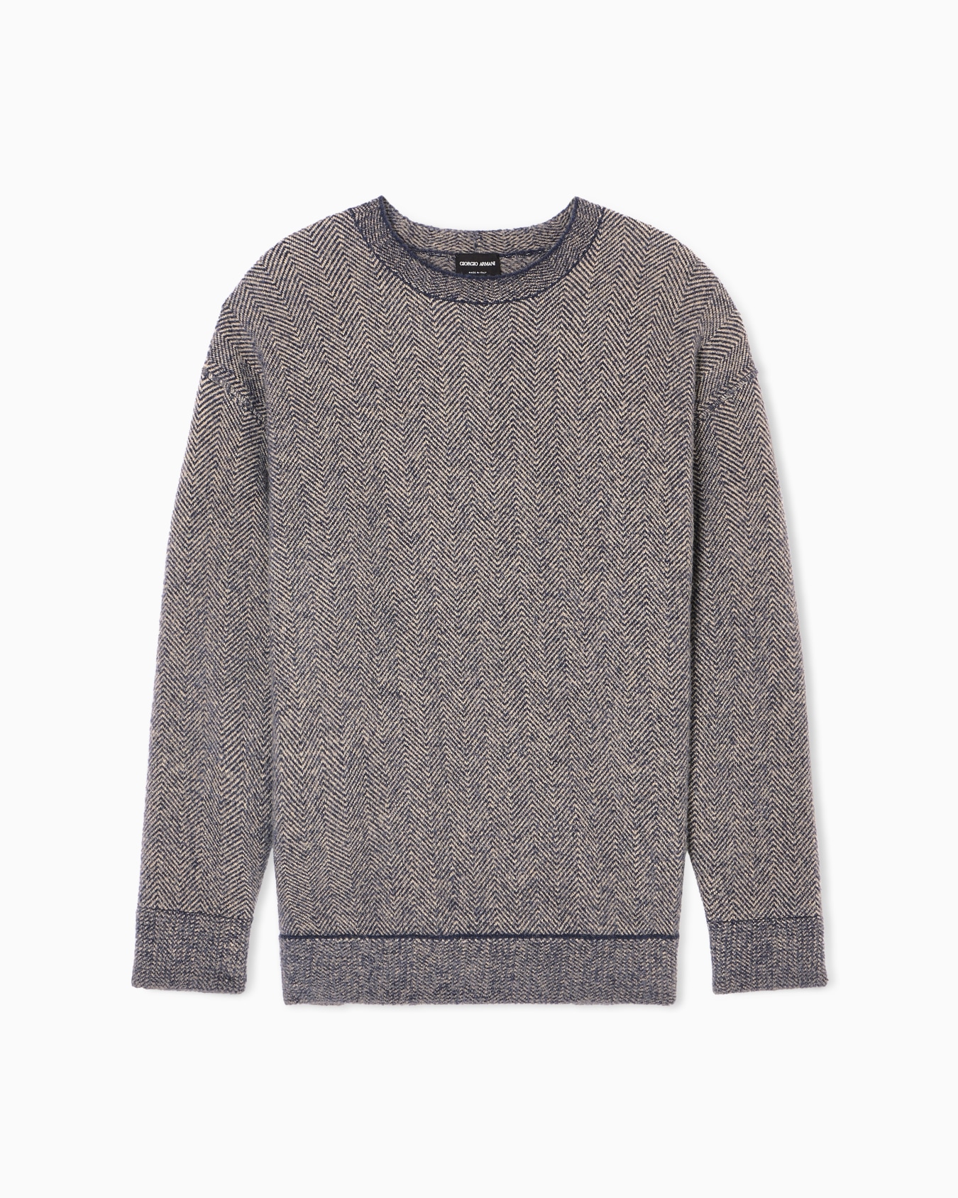 Maglia girocollo in misto lana di cammello jacquard Slide 0