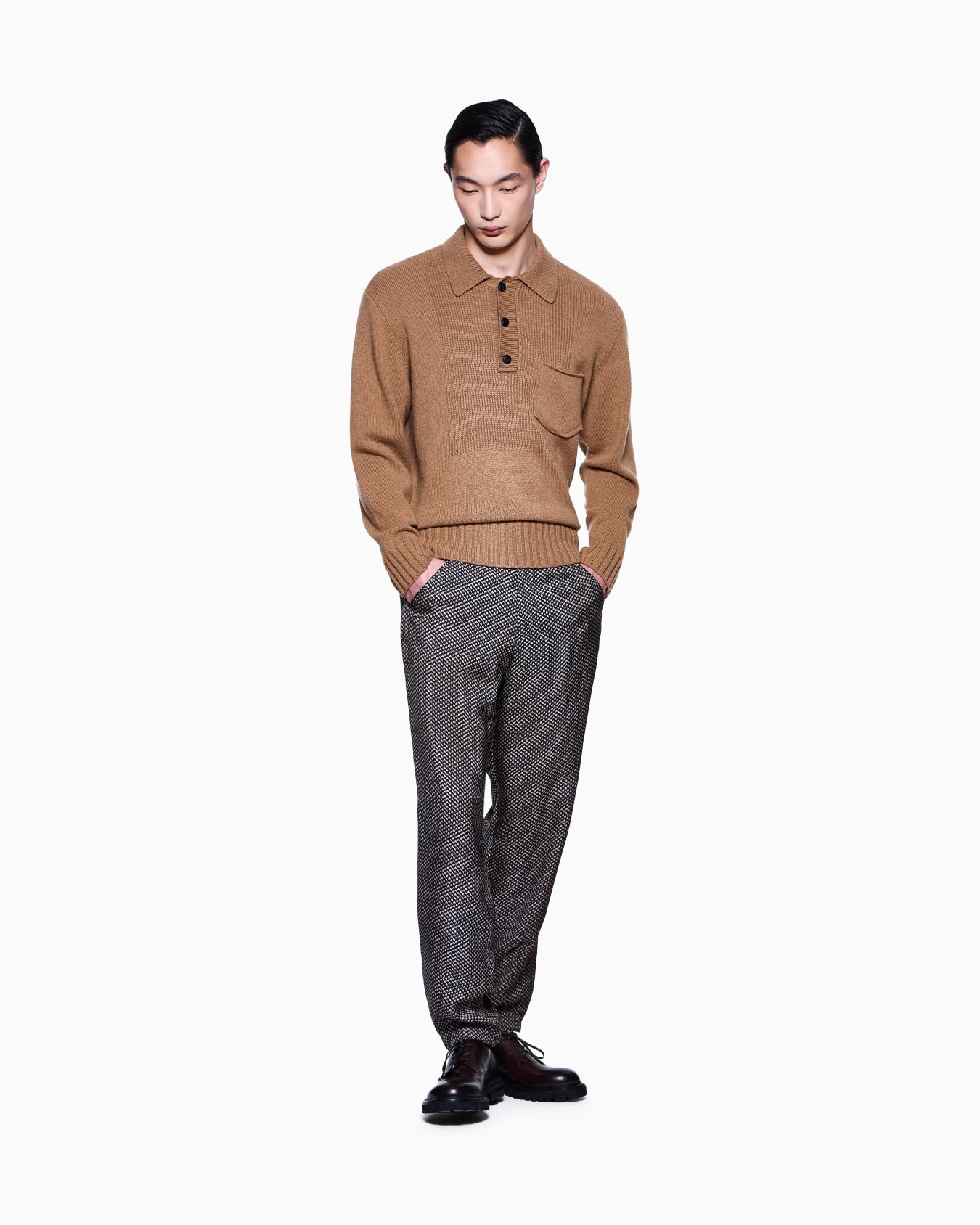 Polo a maniche lunghe in cashmere Slide 1
