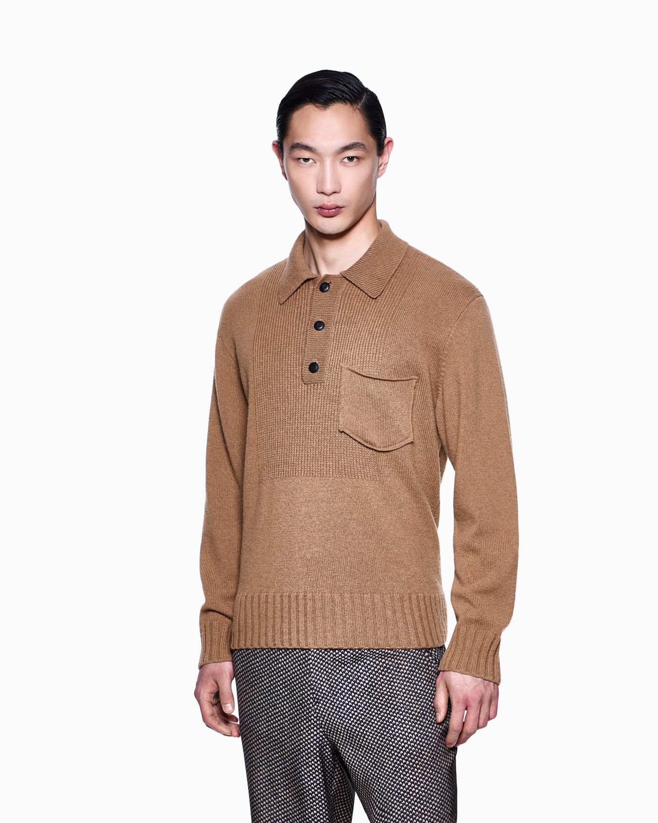 Polo a maniche lunghe in cashmere Slide 3