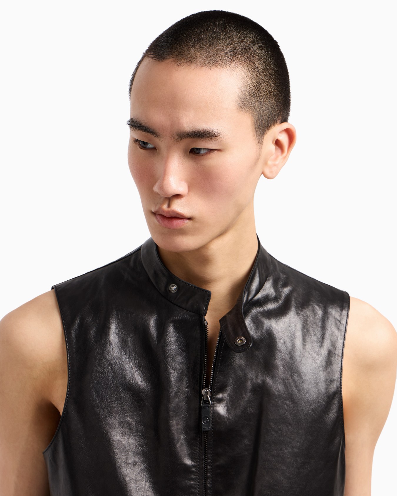 Gilet con zip in nappa di vitello plongé Slide 5