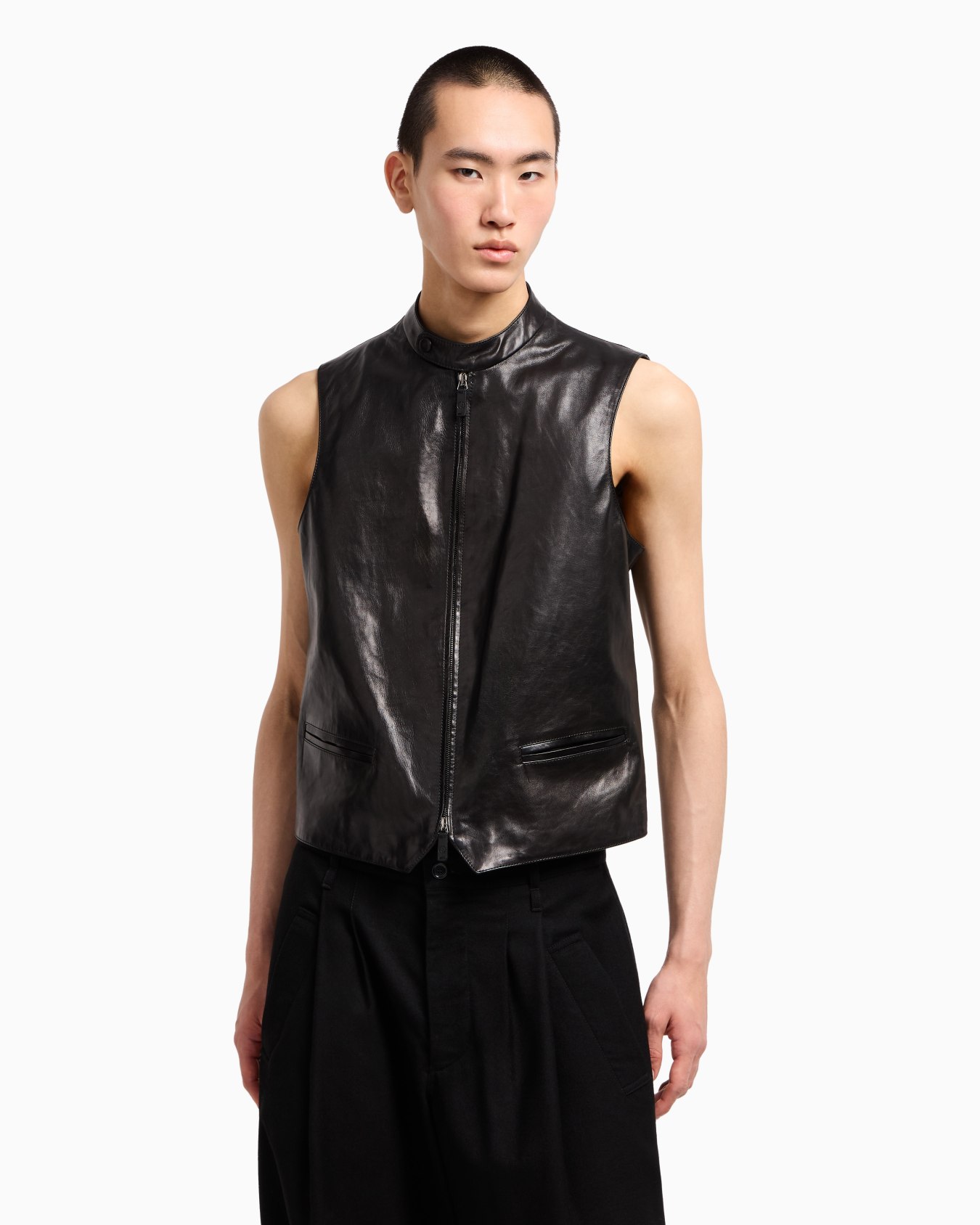 Gilet con zip in nappa di vitello plongé Slide 4
