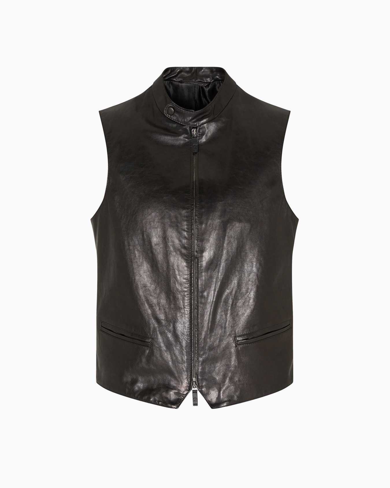 Gilet con zip in nappa di vitello plongé Slide 0