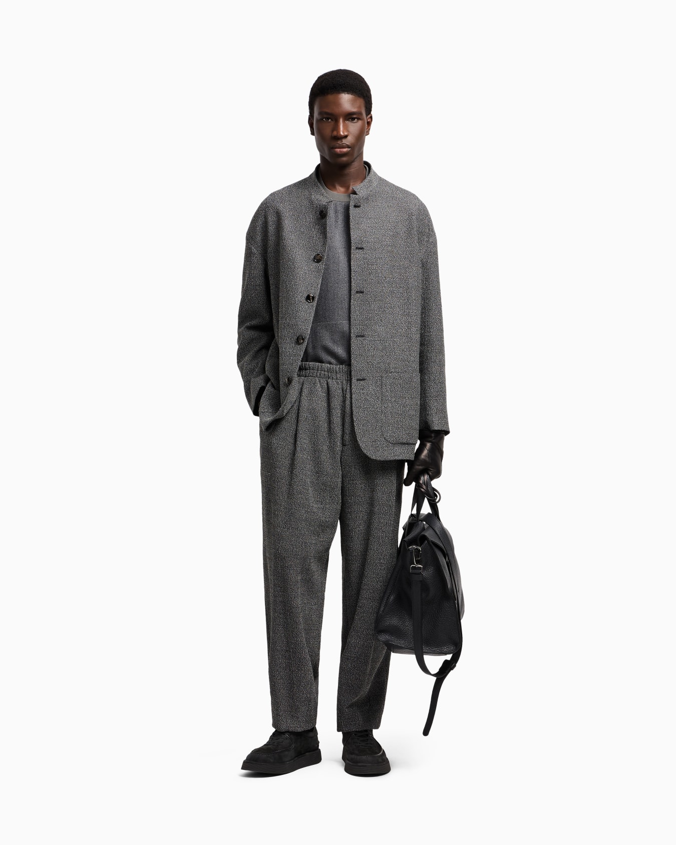 Chemise ras-du-cou en laine vierge chinée Diapositive 1