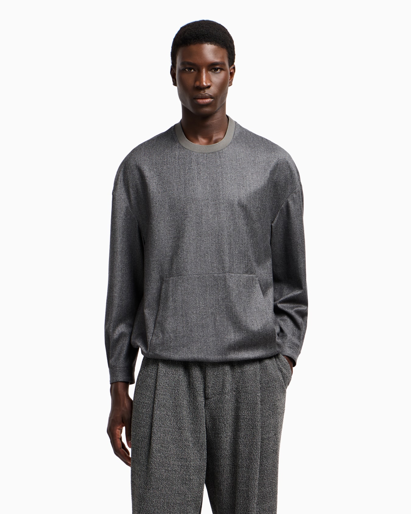 Chemise ras-du-cou en laine vierge chinée Diapositive 3