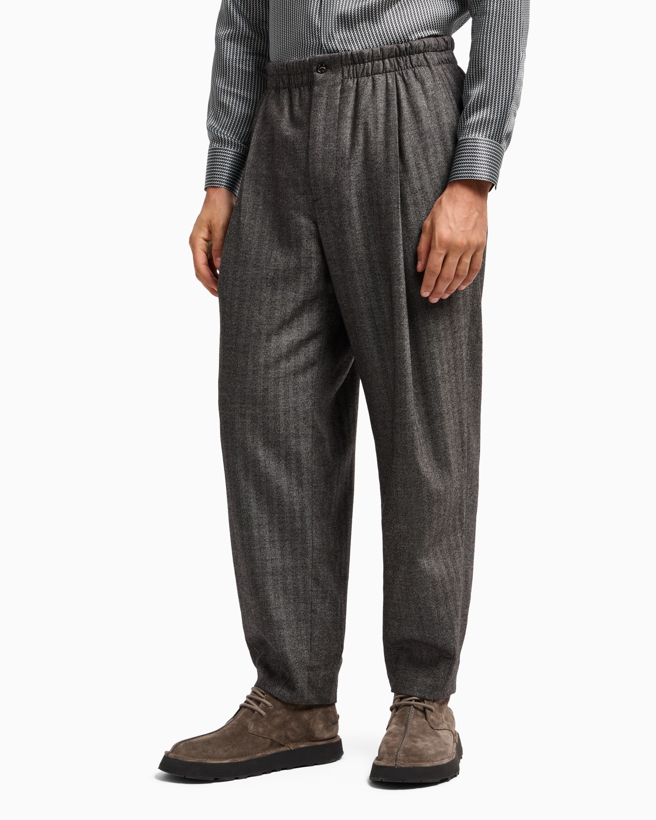 Chevron virgin-wool and cashmere single-pleat trousers Slide 4