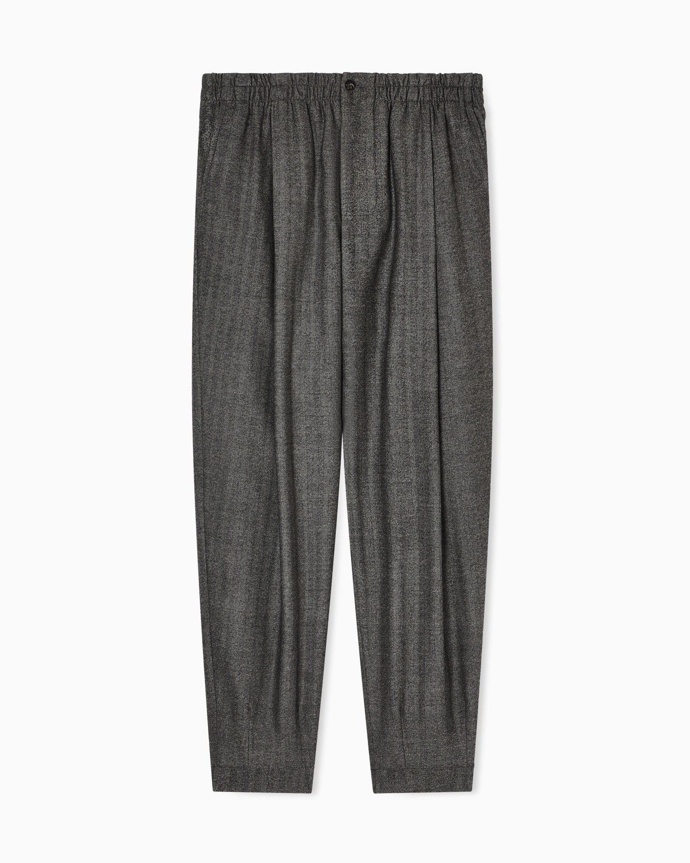 Chevron virgin-wool and cashmere single-pleat trousers Slide 0