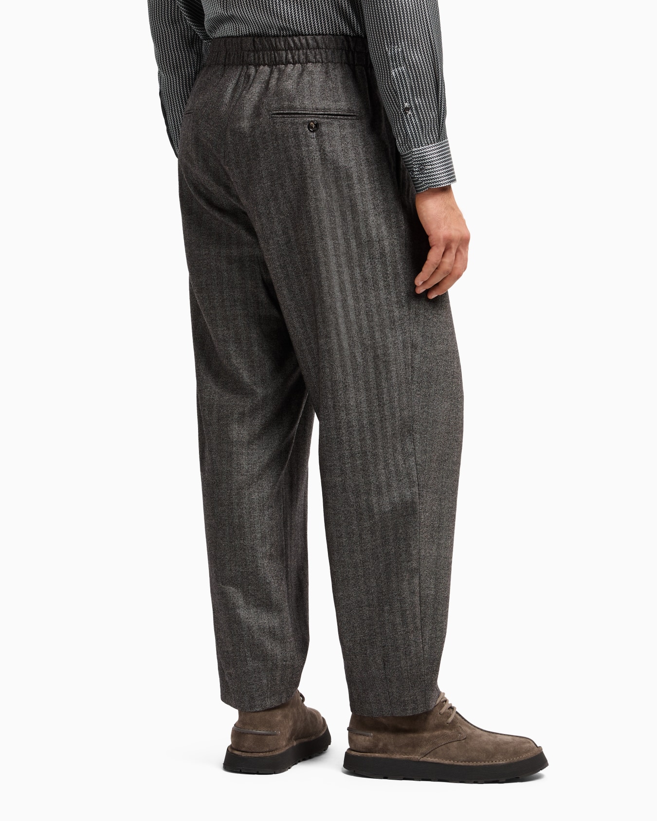 Chevron virgin-wool and cashmere single-pleat trousers Slide 3