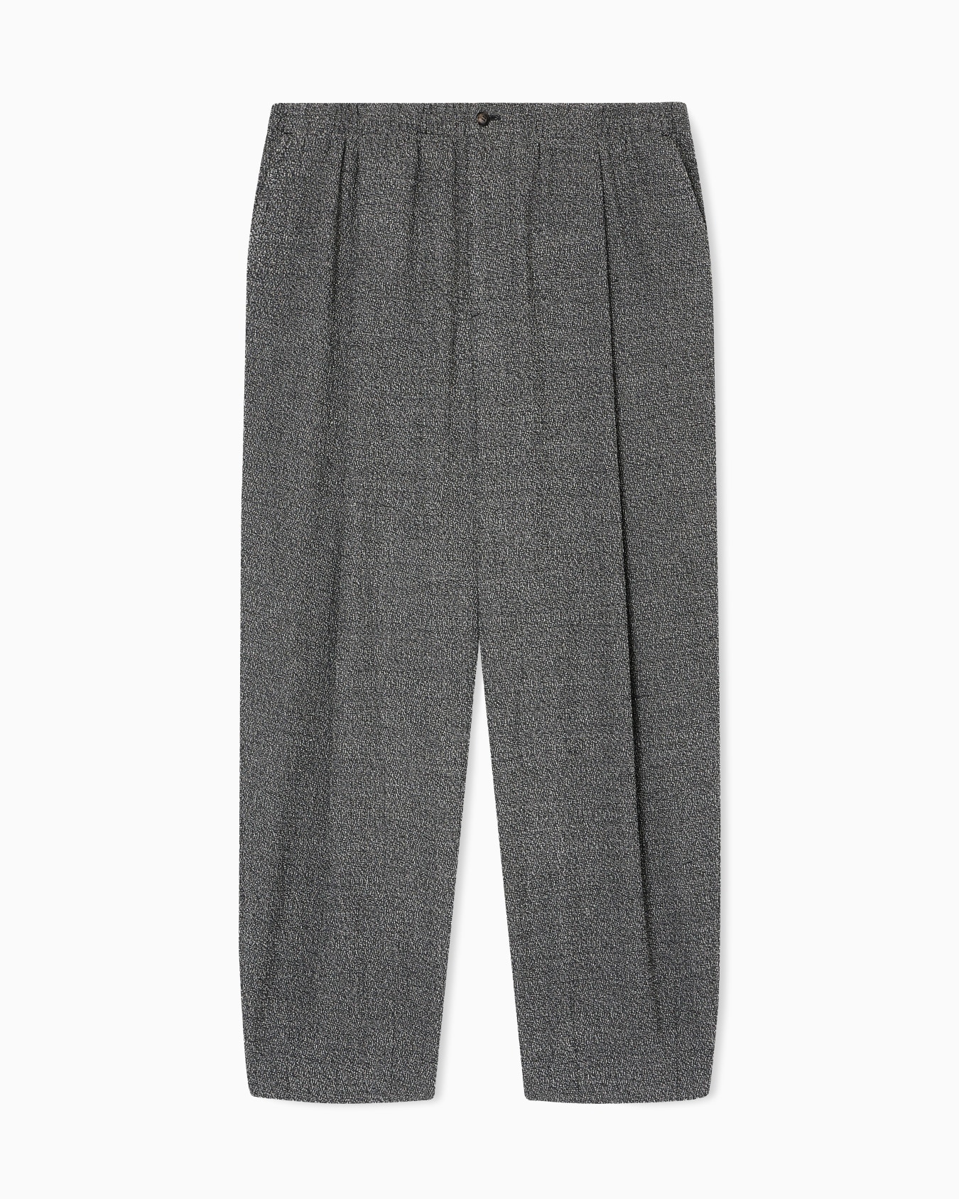 One-pleat trousers in a silk and cotton blend with a stippled motif Slide 0