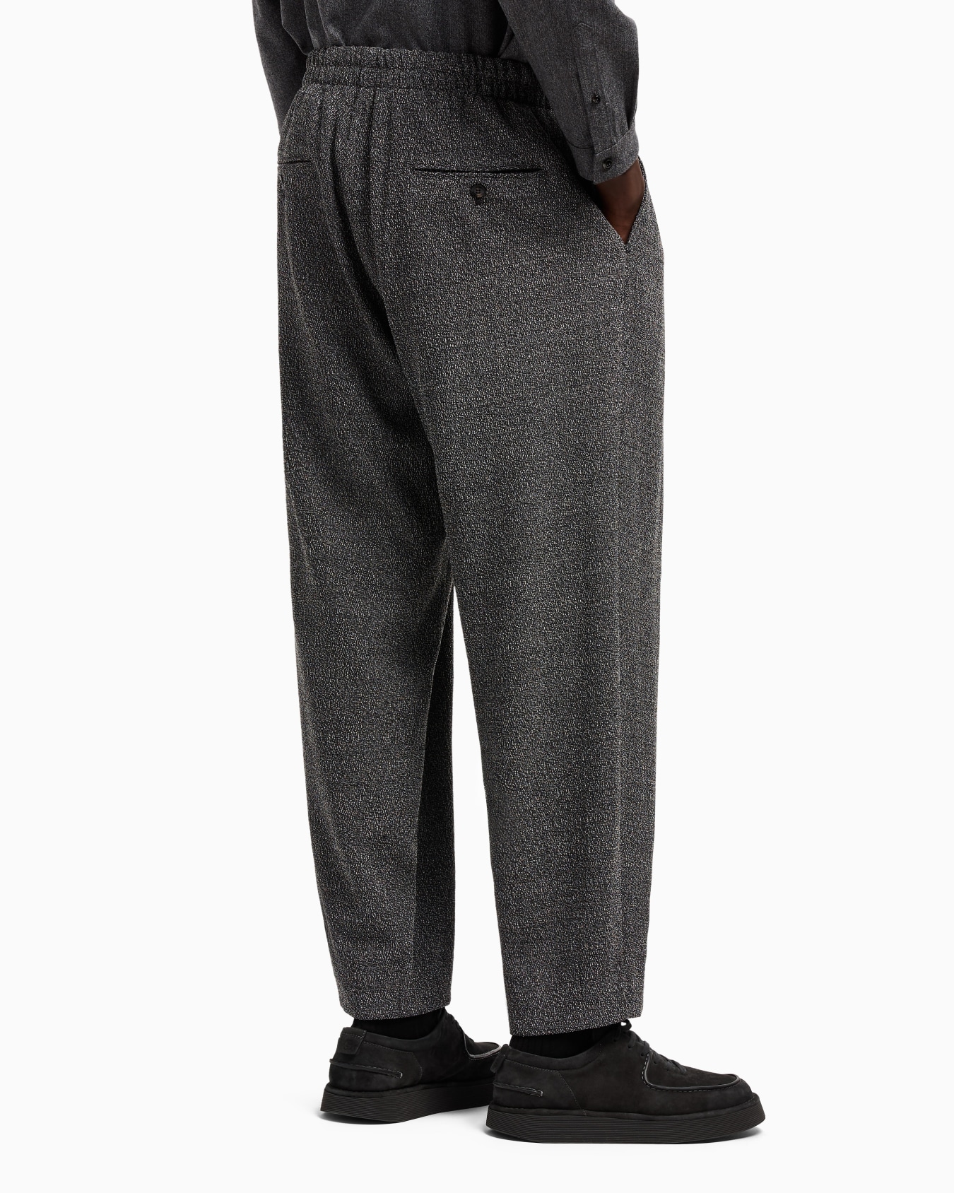 One-pleat trousers in a silk and cotton blend with a stippled motif Slide 2
