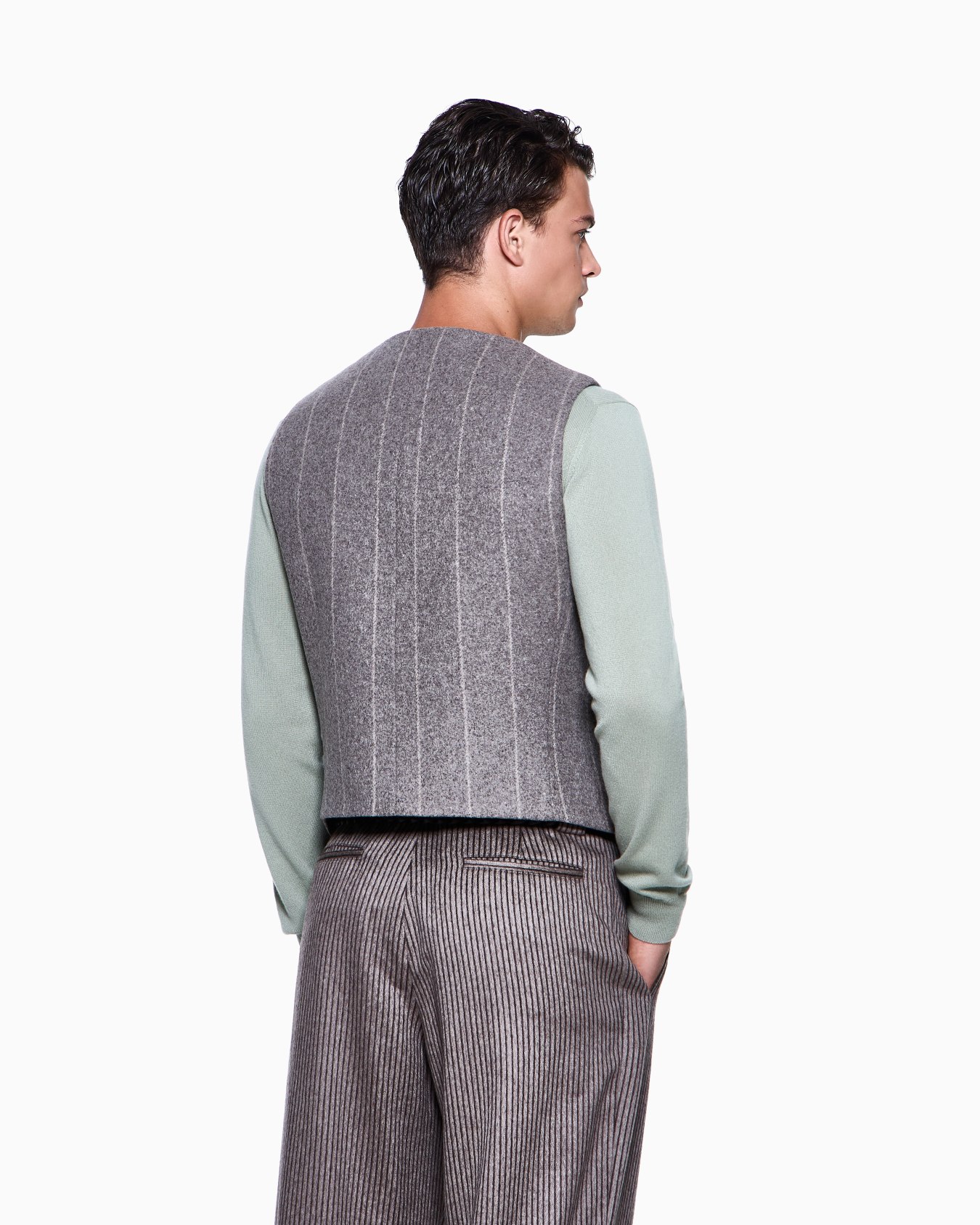 Single-breasted waistcoat in pinstriped alpaca-blend cloth Slide 2