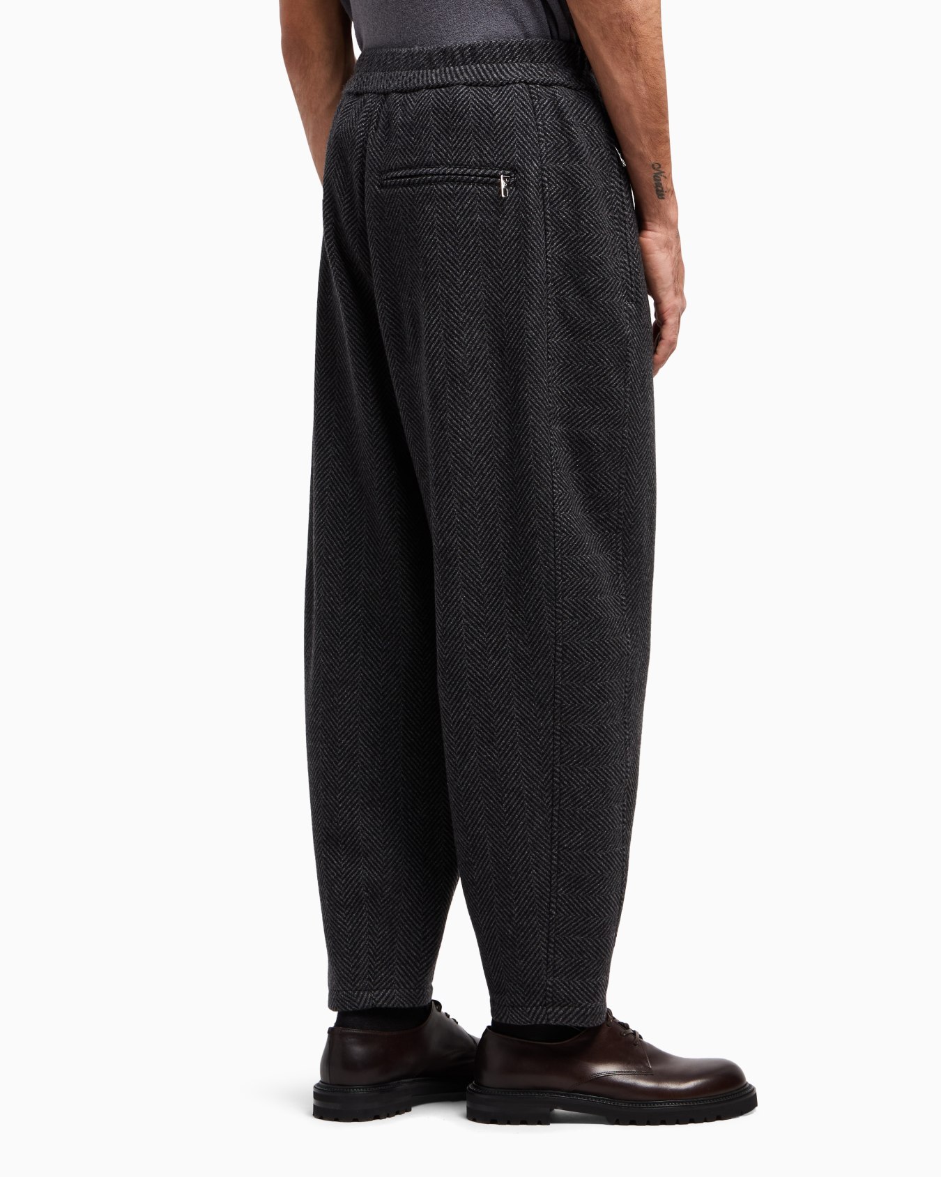 ノータックパンツ カシミア シェブロン スライドする 3