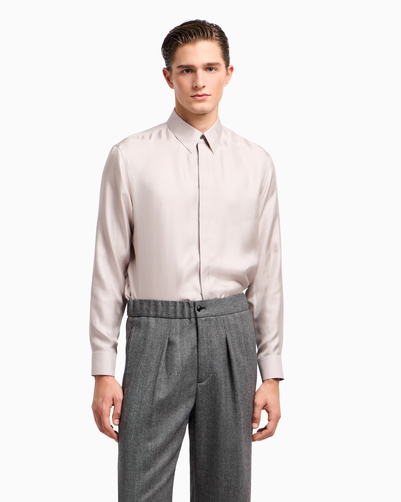 Regular-fit shirt in silk twill Slide 4