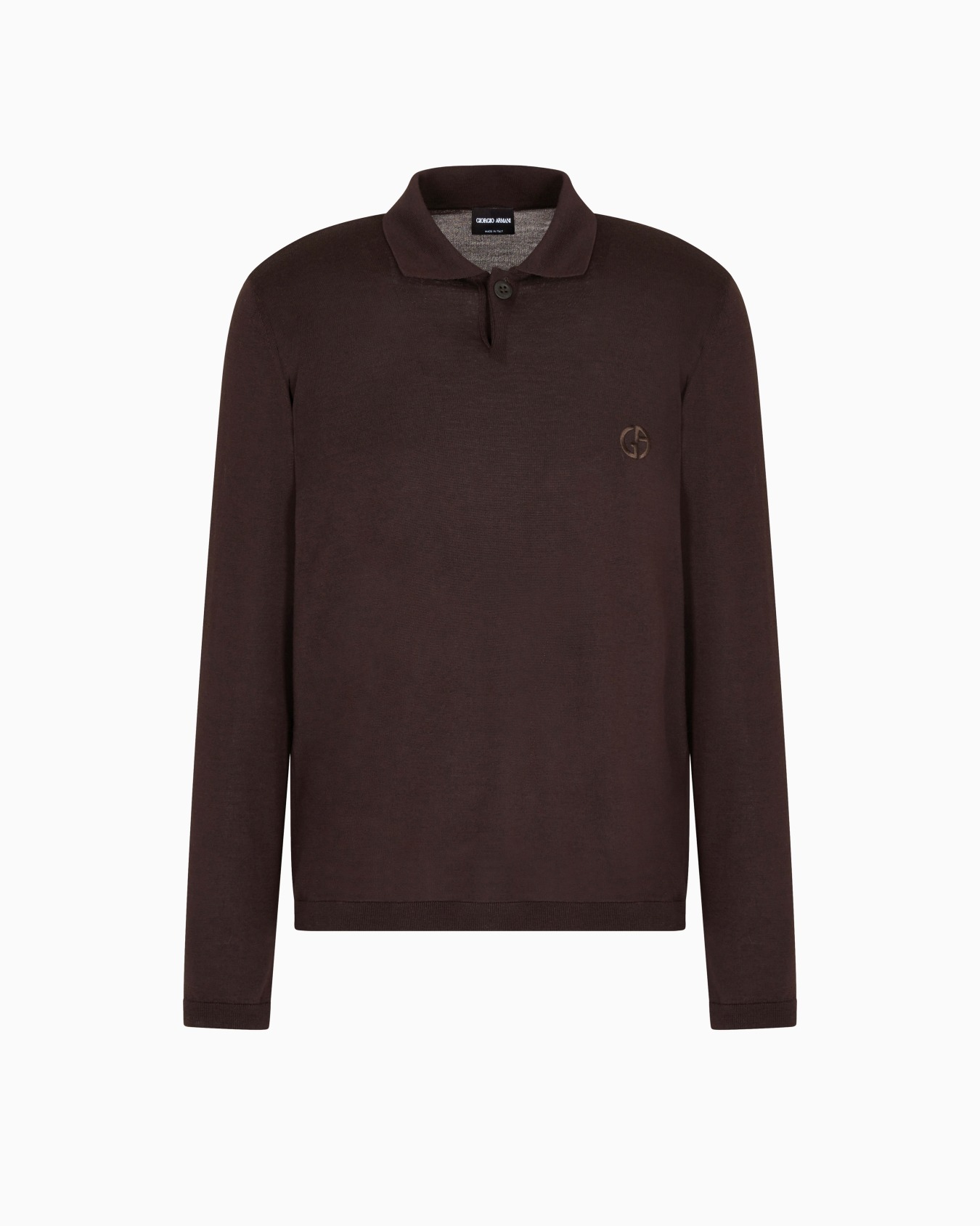 Long-sleeved polo shirt in virgin wool Slide 0
