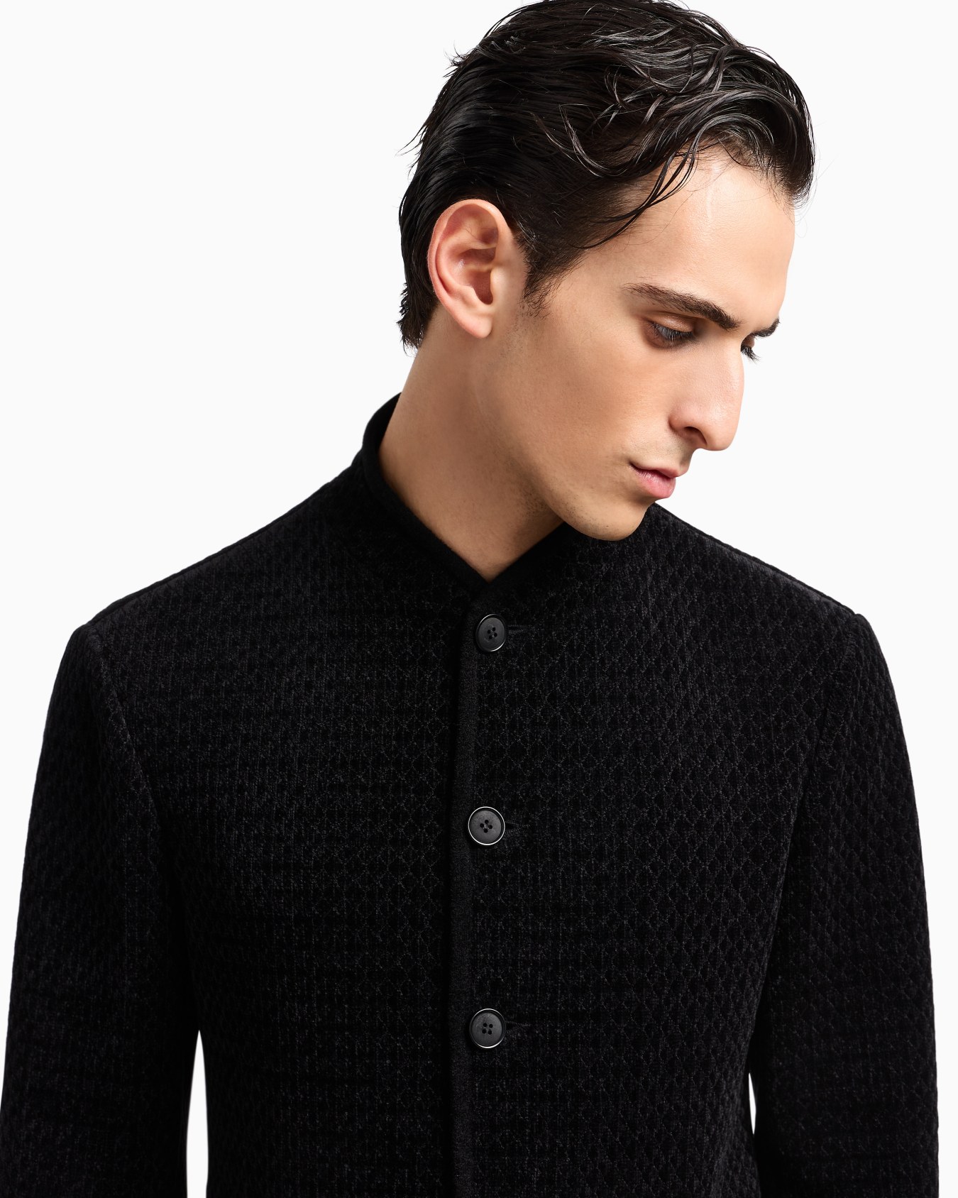 Single-breasted jacket in a chenille jersey knit Slide 5