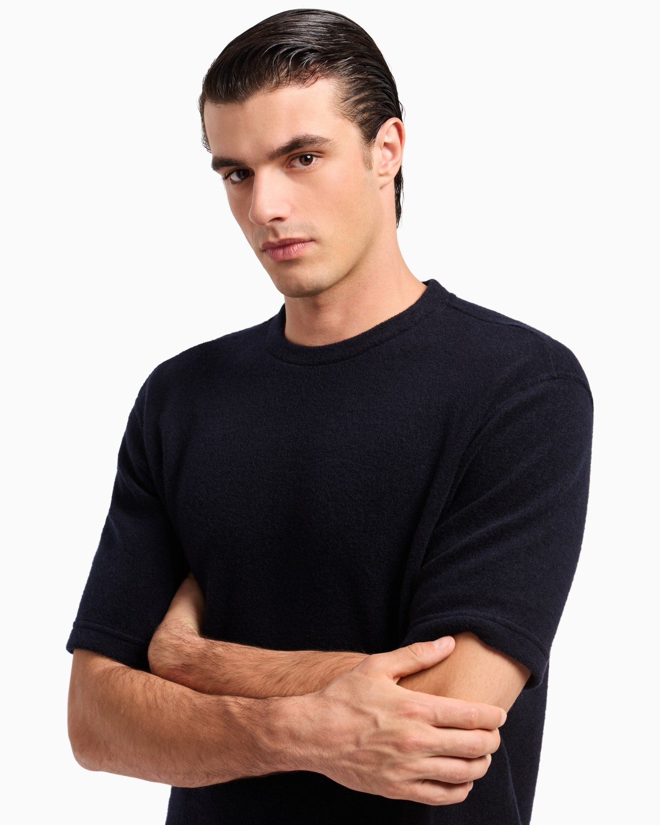 Crew-neck T-shirt in pure cashmere jersey Slide 5