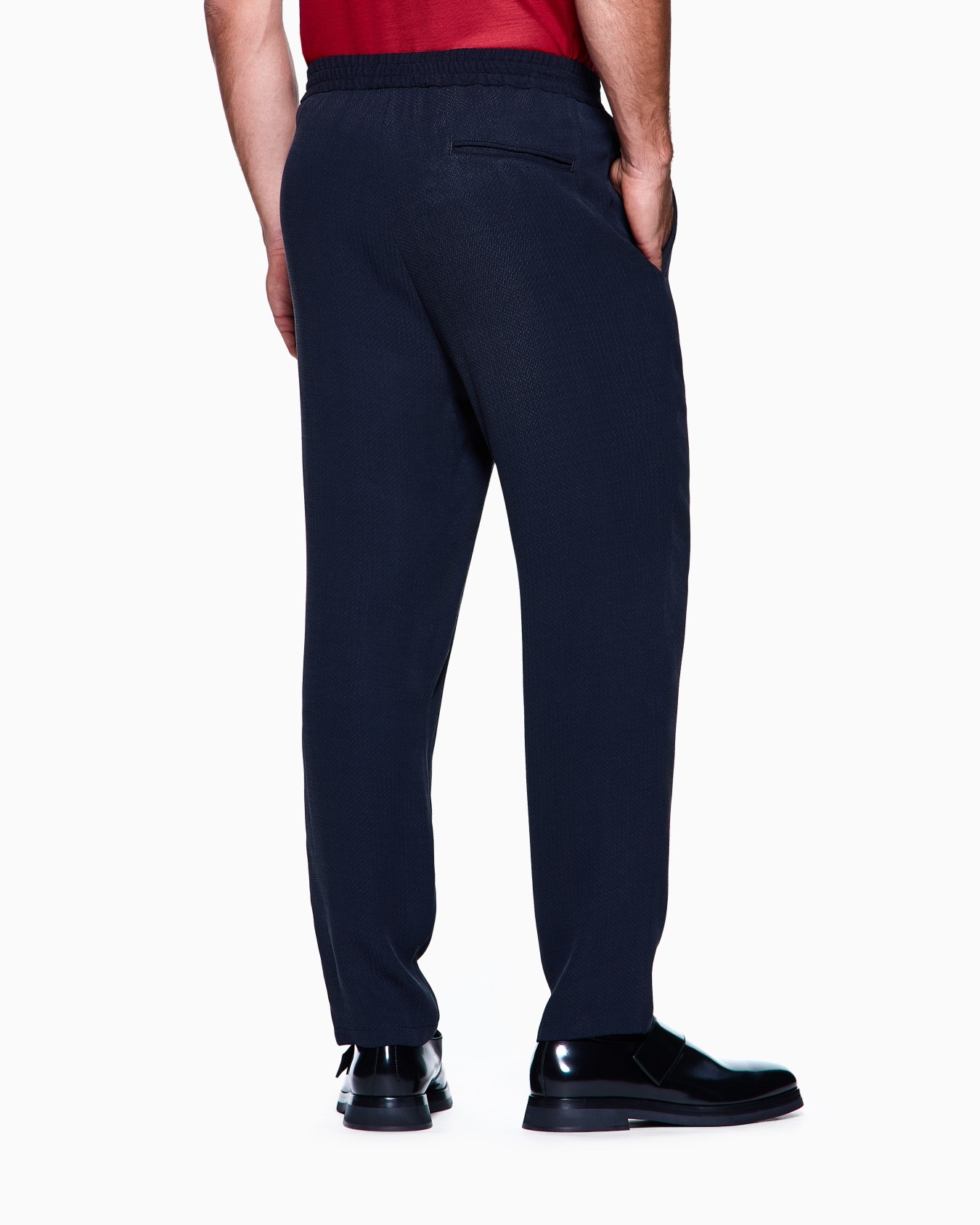 Cupro and viscose flat-front trousers with a micro chevron motif Slide 2