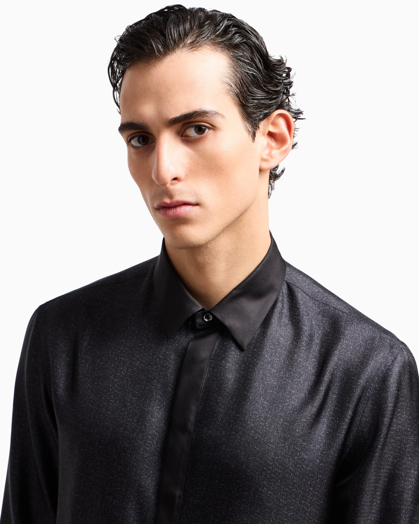 Chemise Giorgio's en sergé de soie imprimé en diagonale Diapositive 5