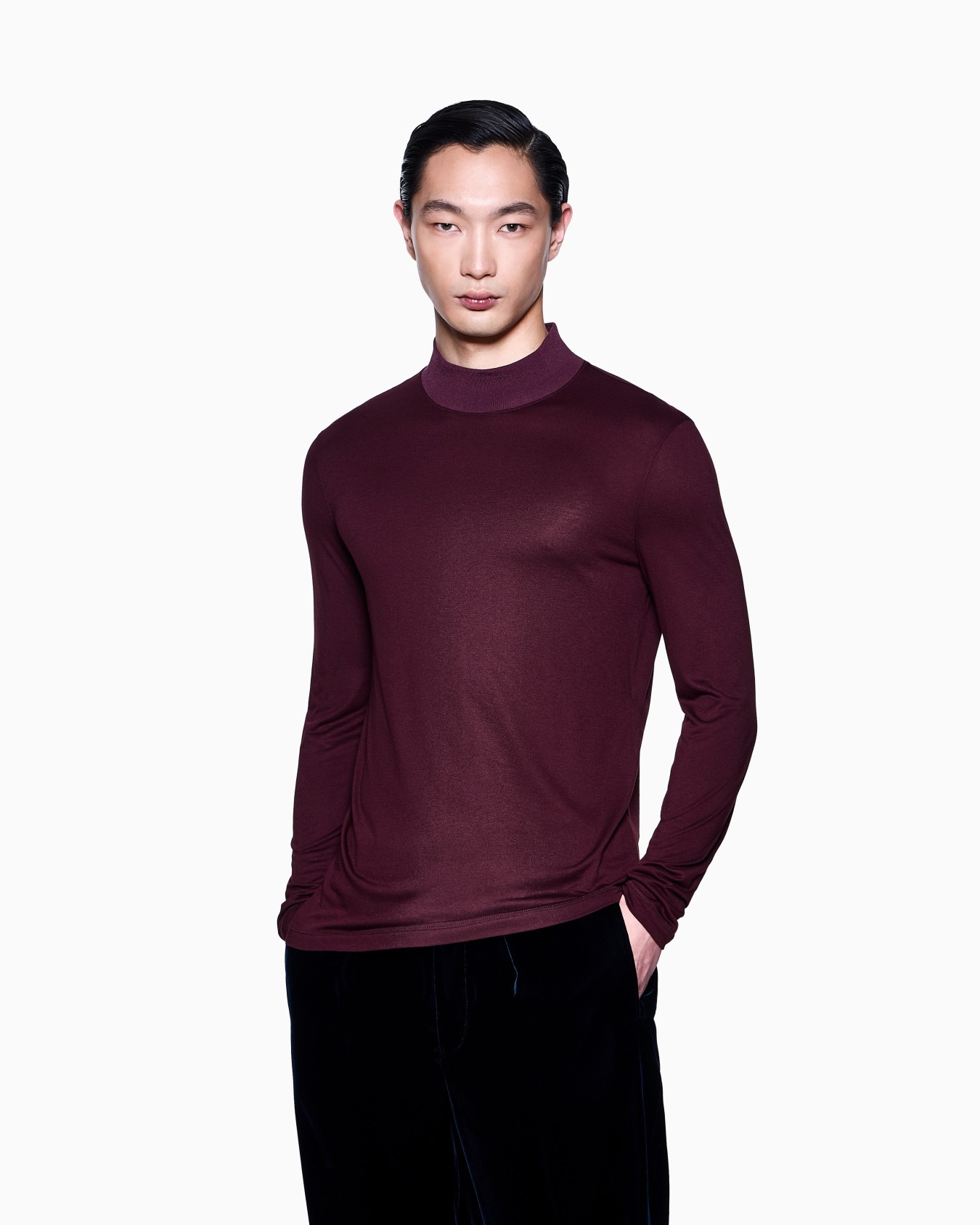 Viscose jersey mock-neck jumper Slide 3