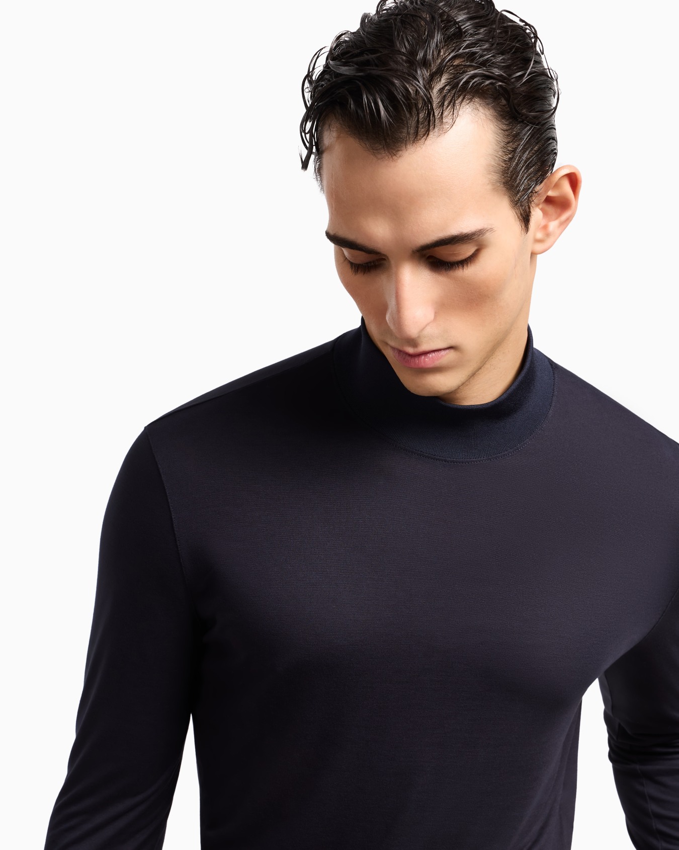 Viscose jersey mock-neck jumper Slide 5